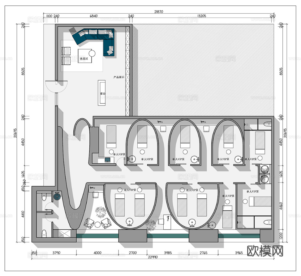 美容会所 最新平面施工图合集cad施工图