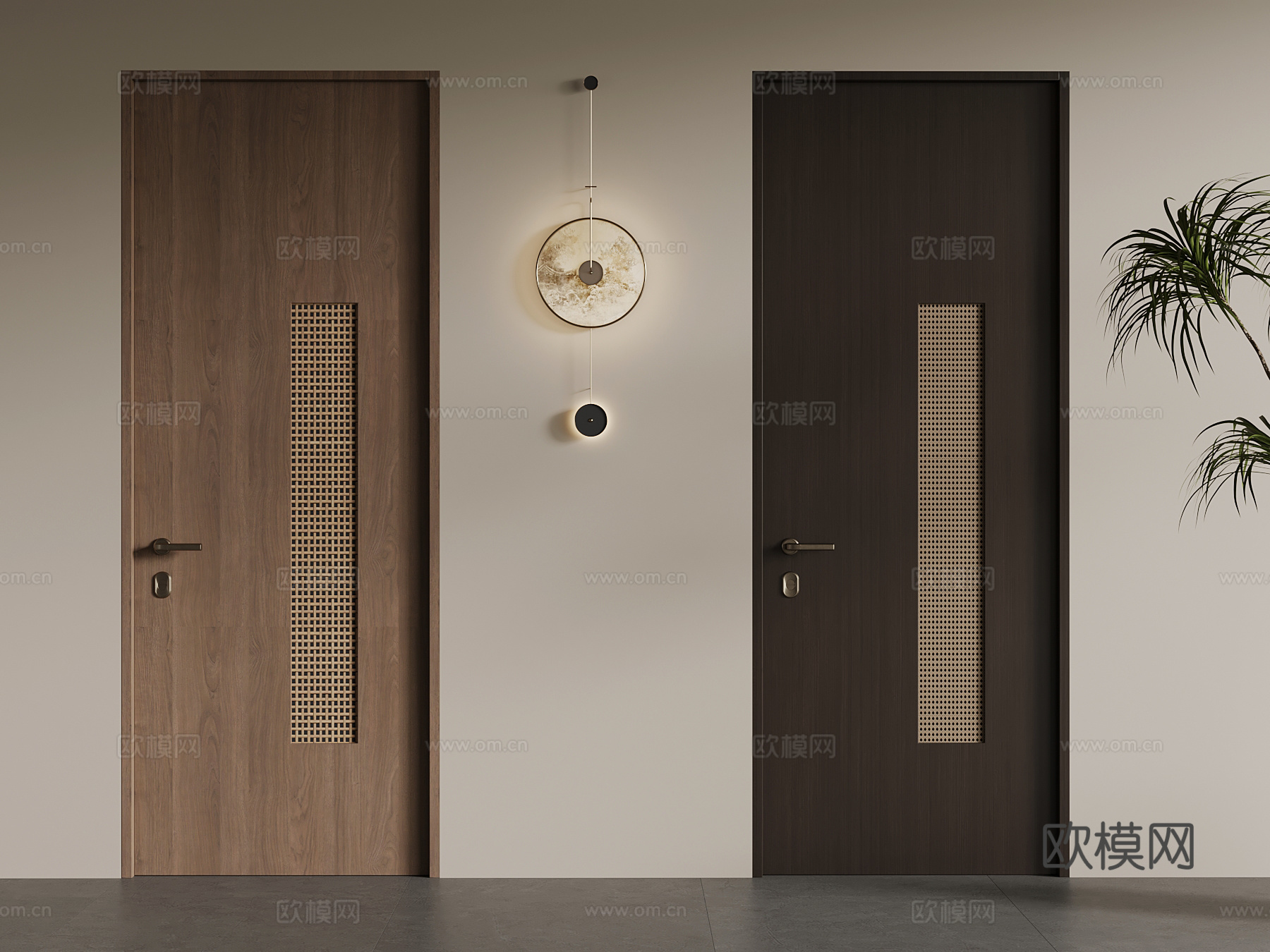 新中式单开门 室内门su模型