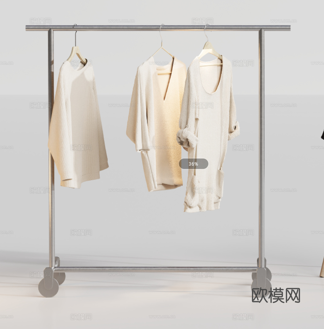 现代服装店衣架su模型