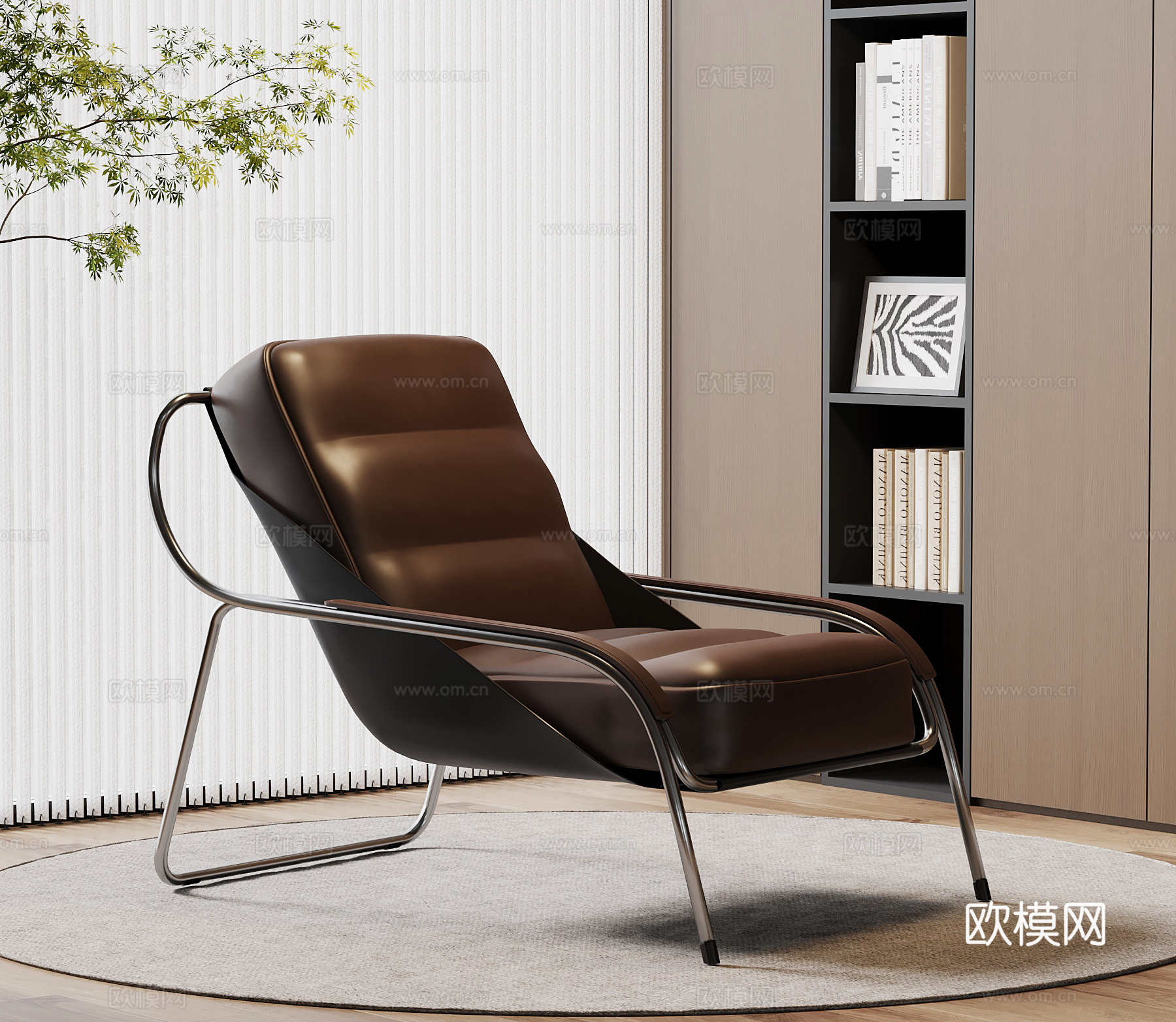 现代意式躺椅 皮质躺椅su模型