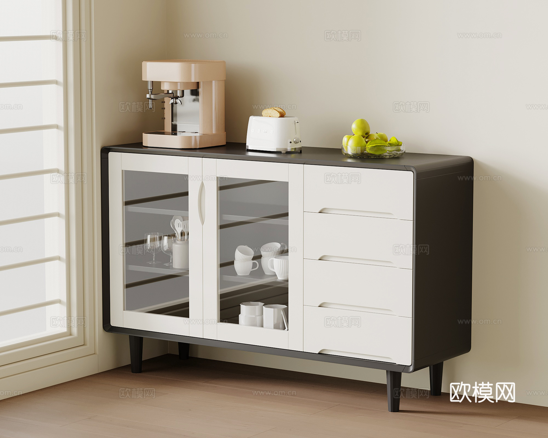 现代法式餐边柜 备餐柜su模型