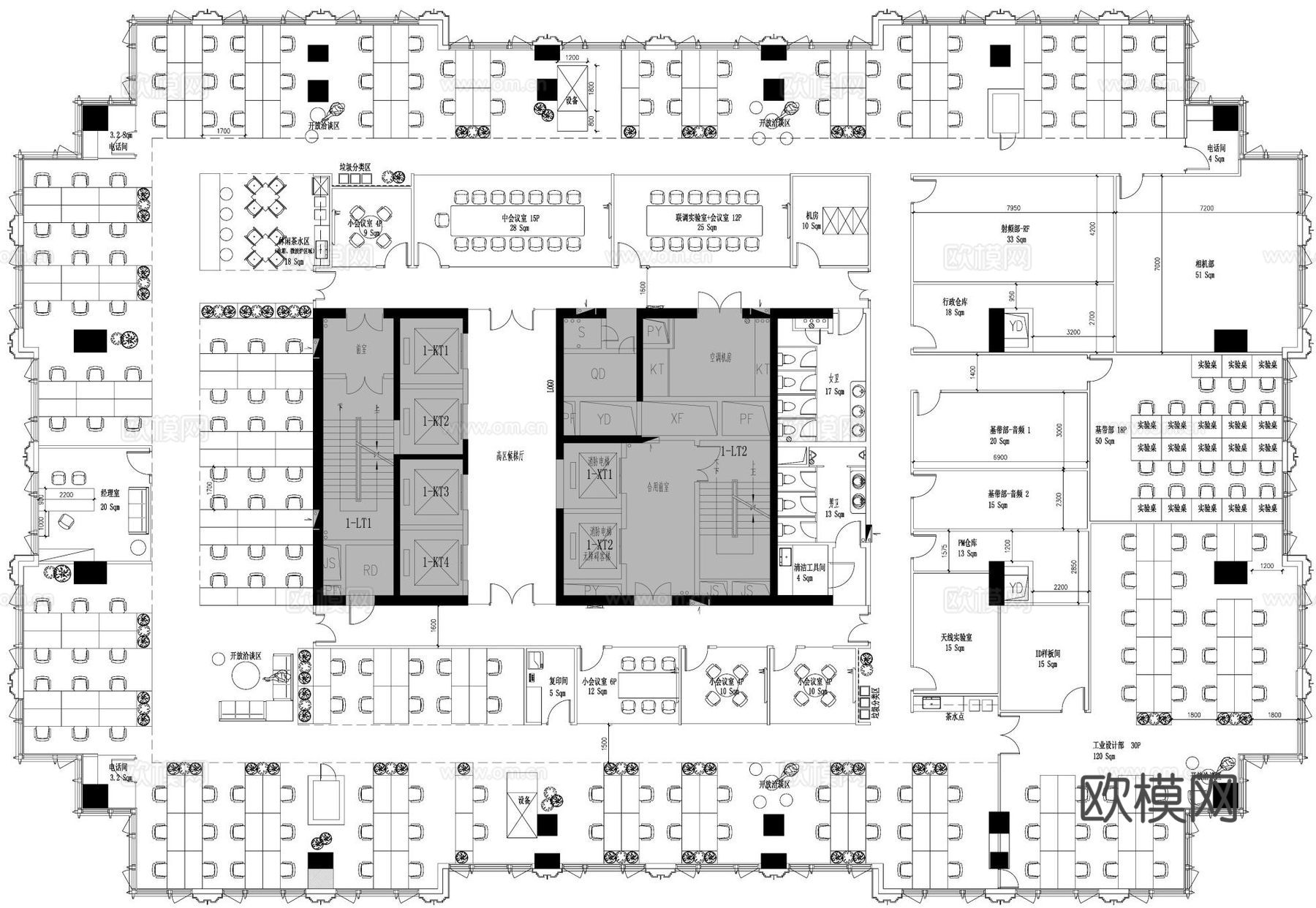 1200平办公室 最新全套施工图 效果图合集cad施工图