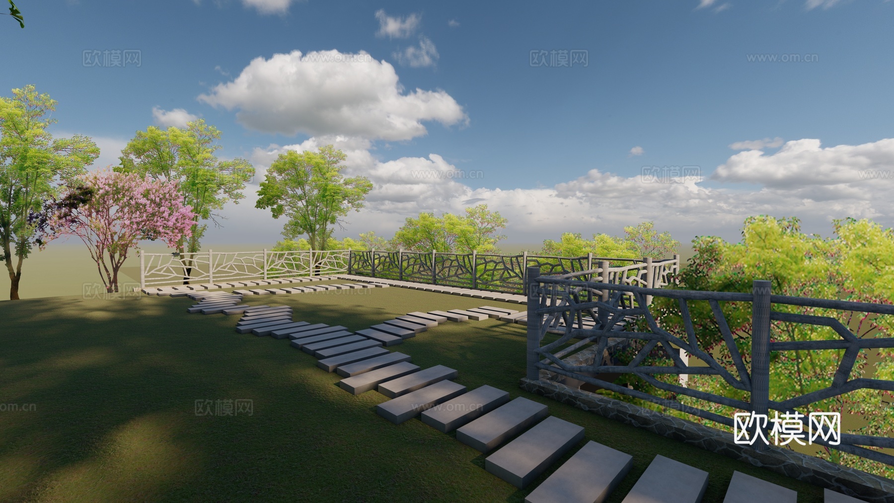 观景台汀步su模型