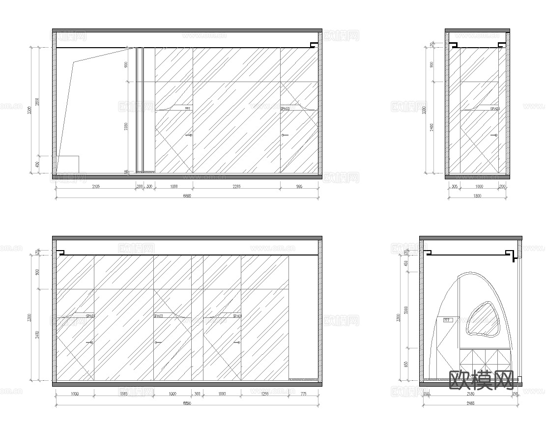 美容院 最新全套施工图 效果图合集cad施工图