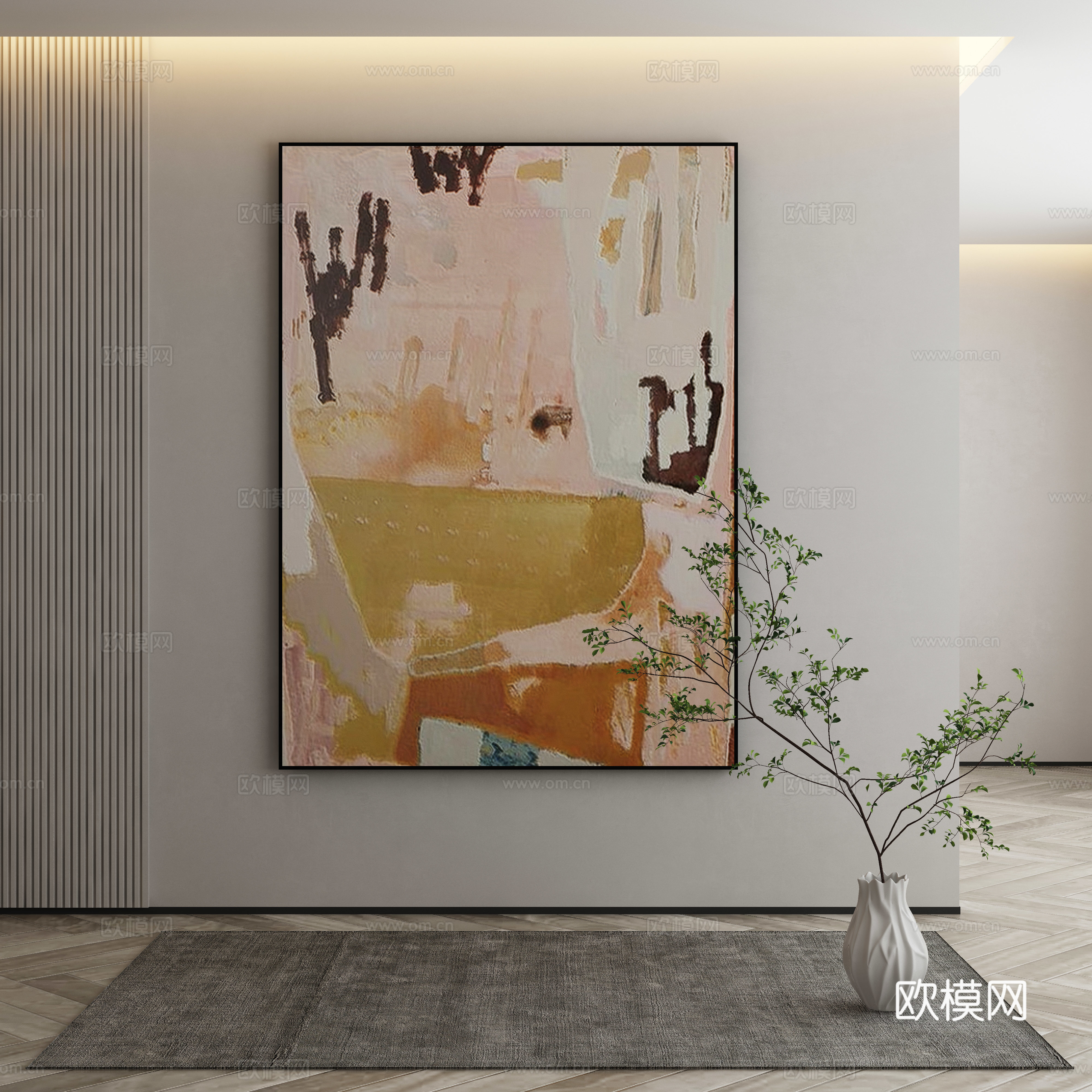 现代侘寂挂画 油画3d模型