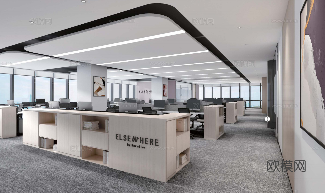 1500平办公室 最新全套施工图 效果图合集cad施工图