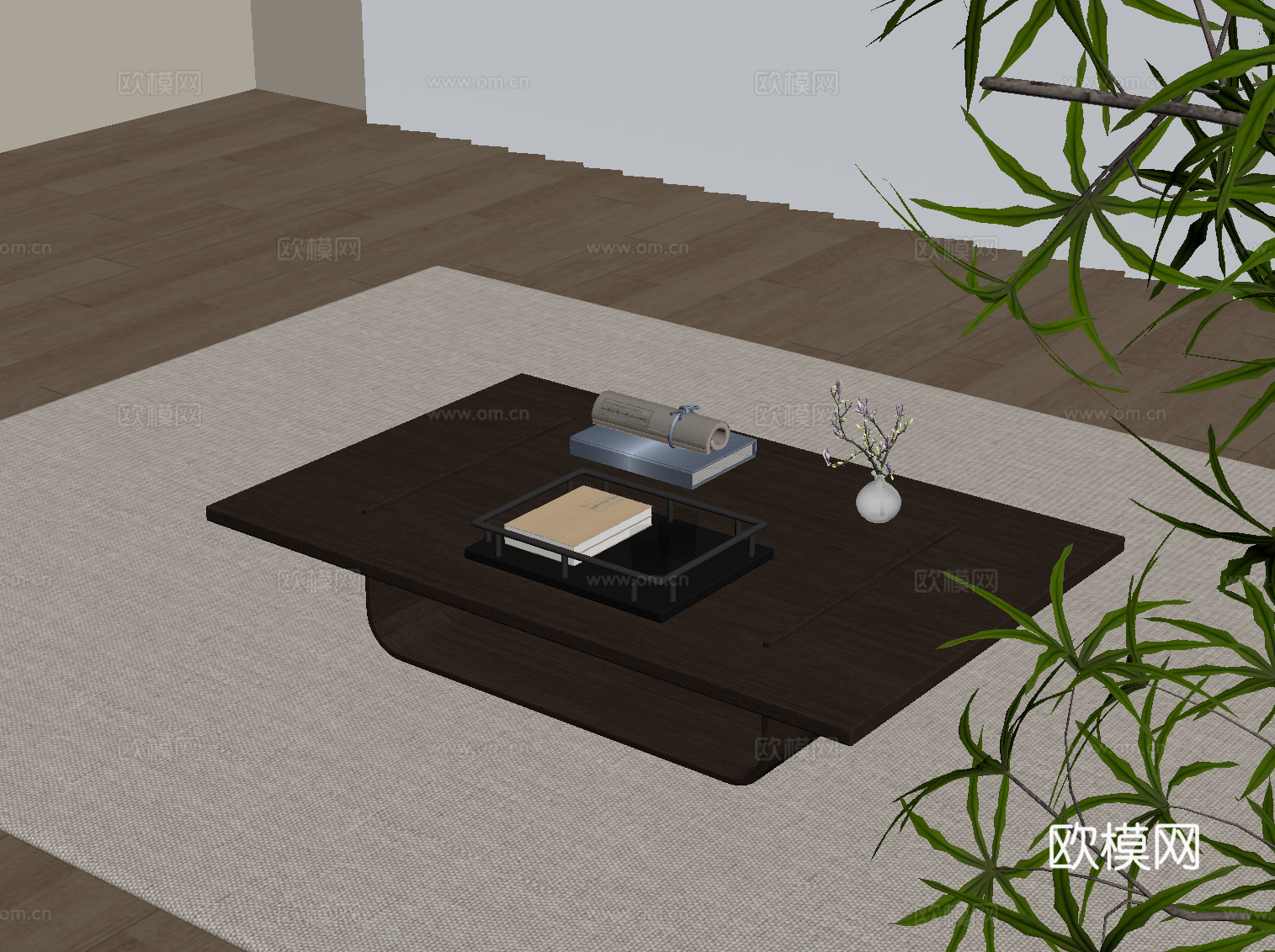 新中式边几 实木边几su模型