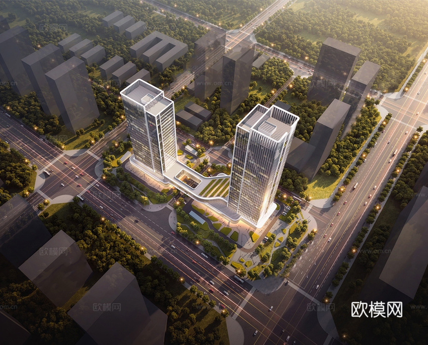 现代高层办公楼 写字楼建筑 商业综合体su模型