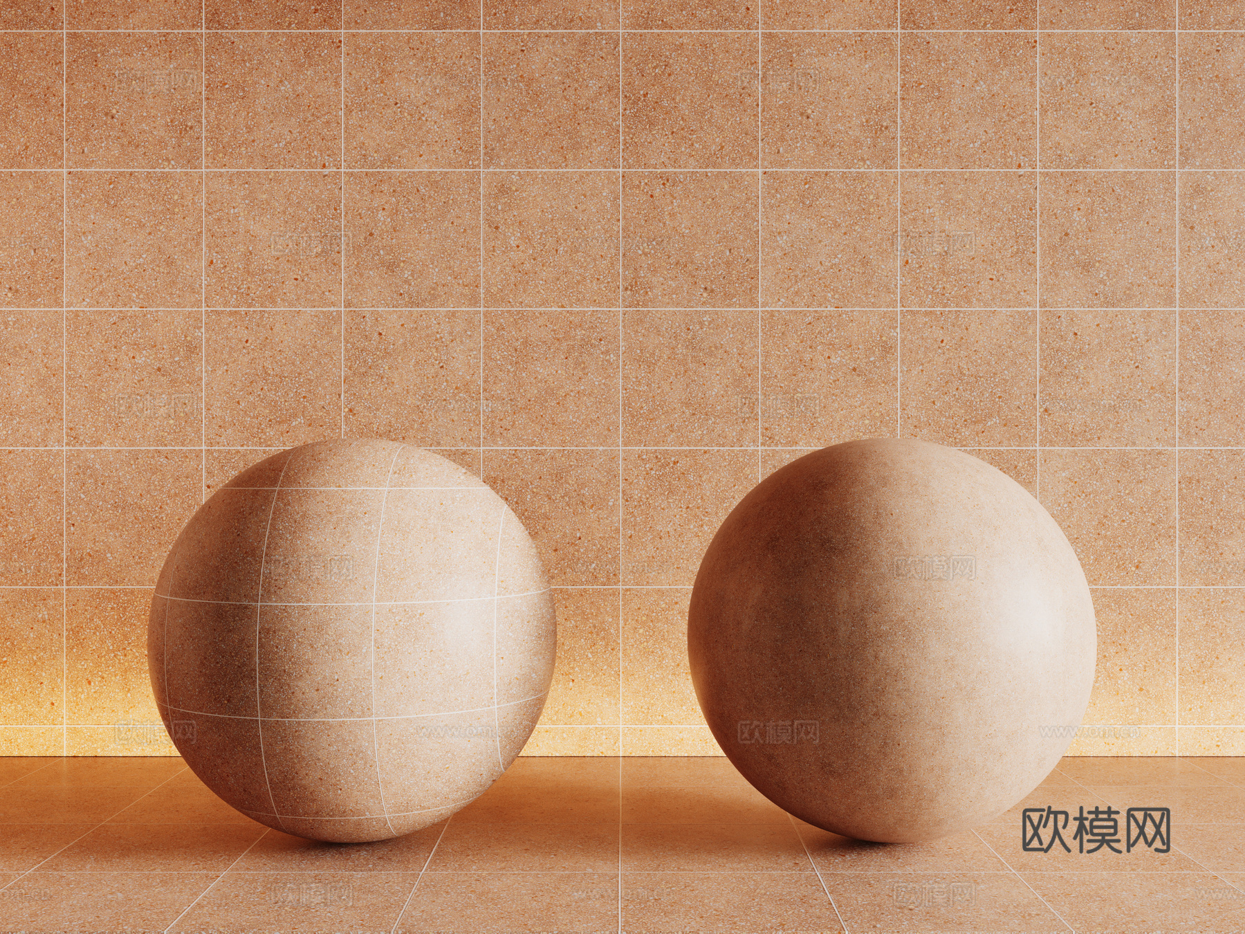 现代粉色水磨石 墙砖 瓷砖 马赛克 石材su模型