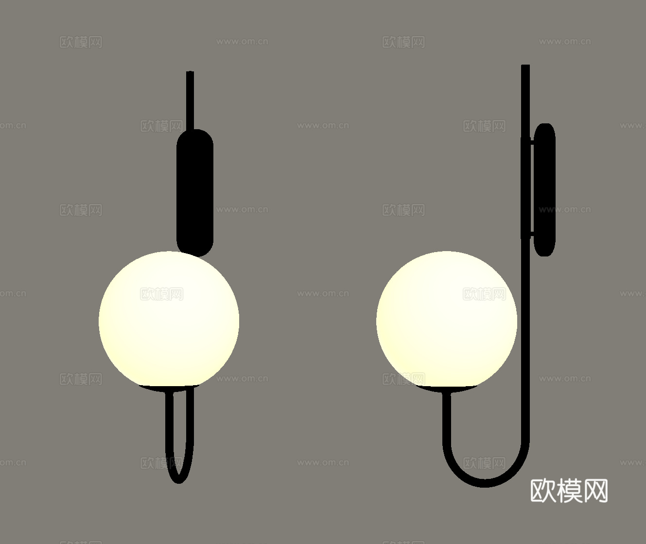 现代意式壁灯 球形壁灯su模型