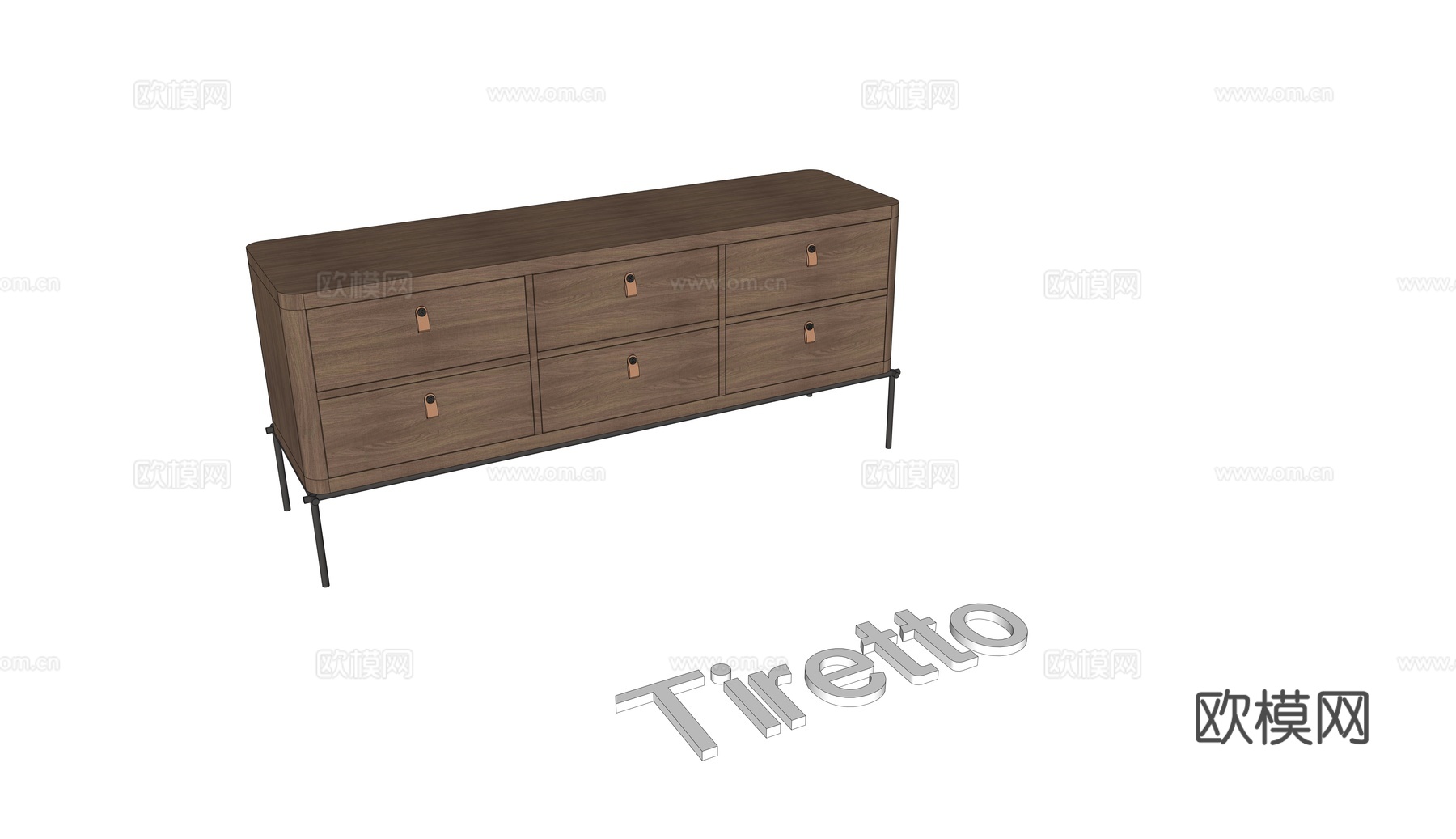 Tiretto 边柜 木饰面 双抽边柜su模型