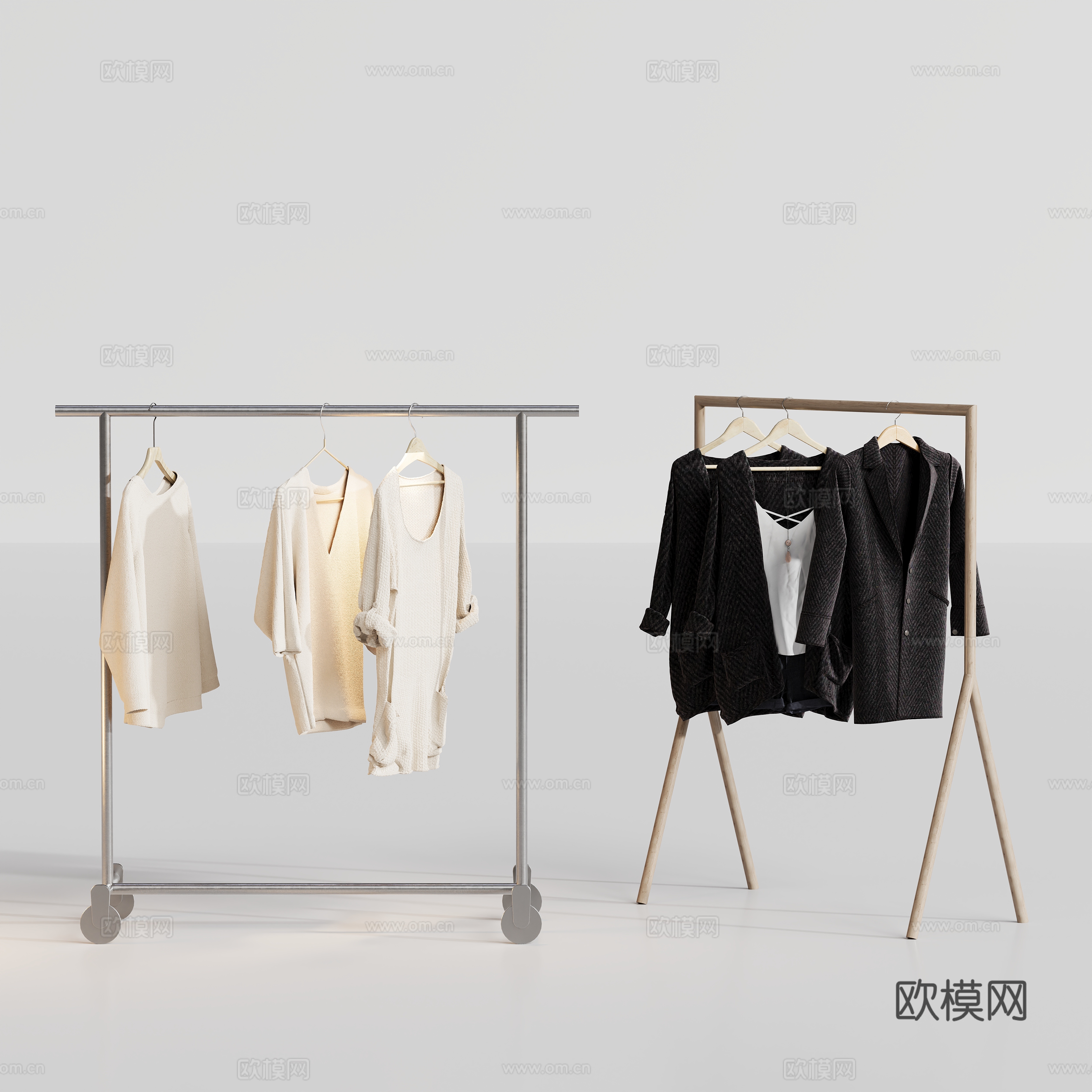 现代服装店衣架su模型