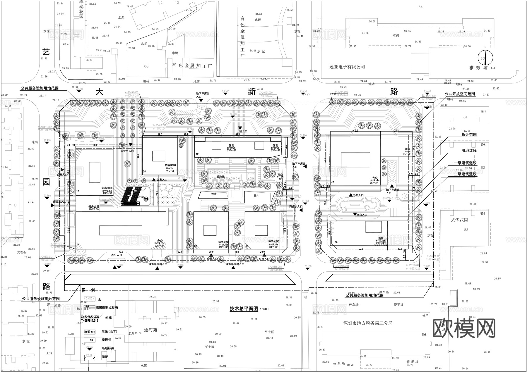 商业办公景观平面规划图cad施工图