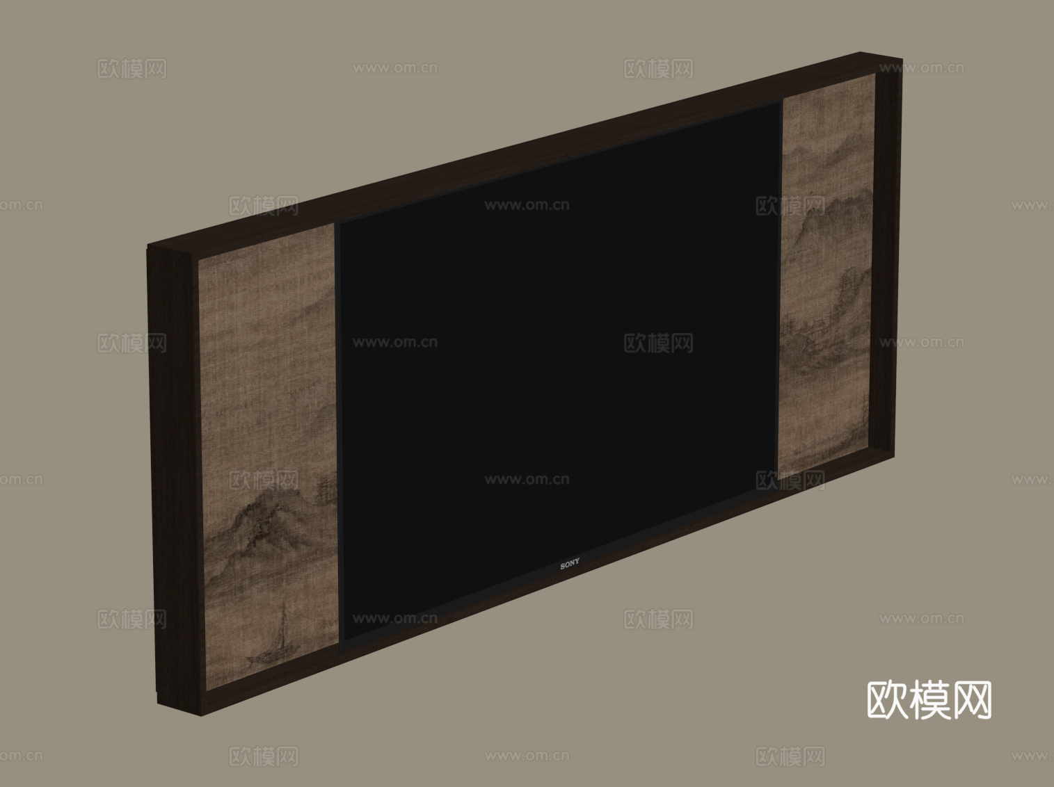 新中式电视 壁挂式电视su模型