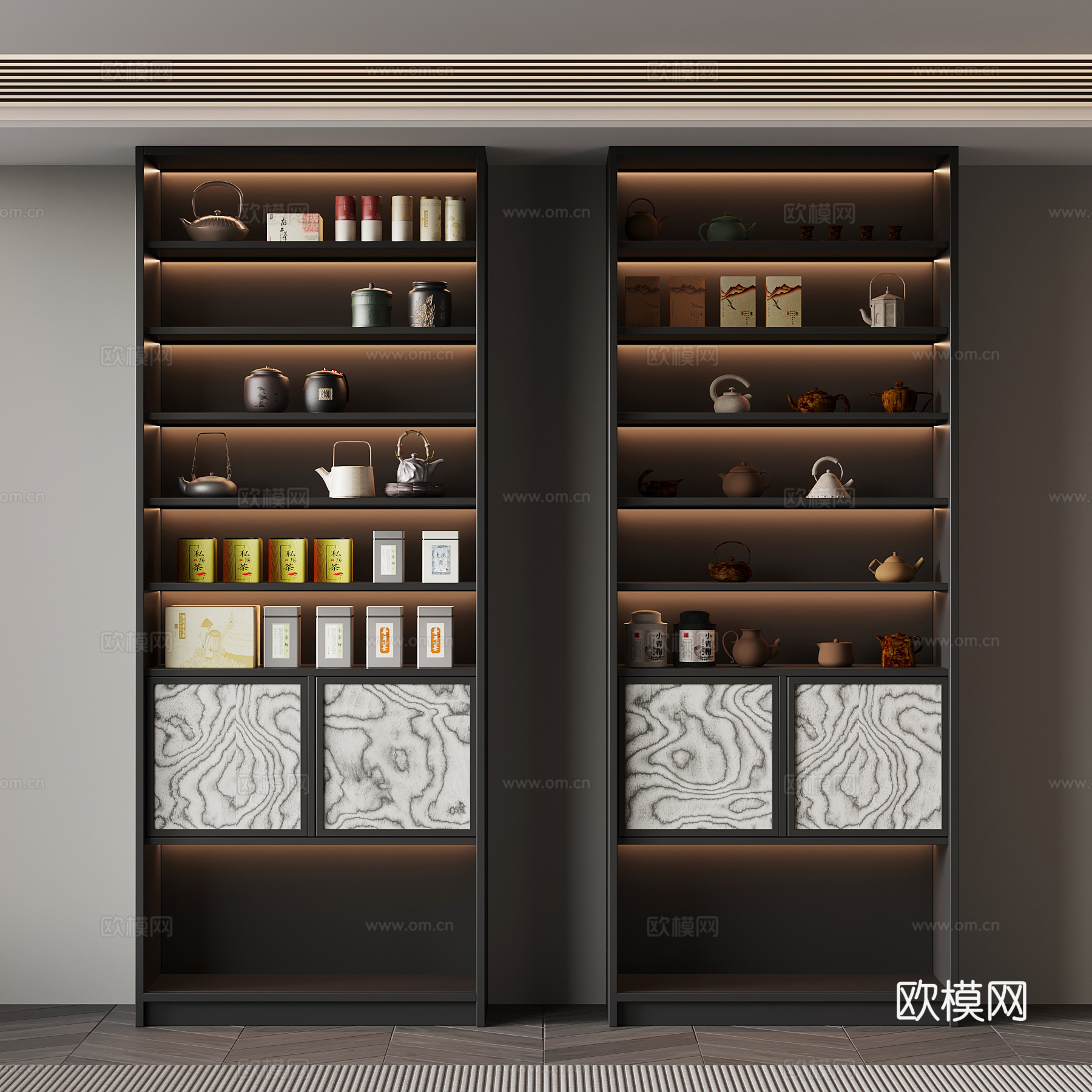 现代意式茶柜su模型