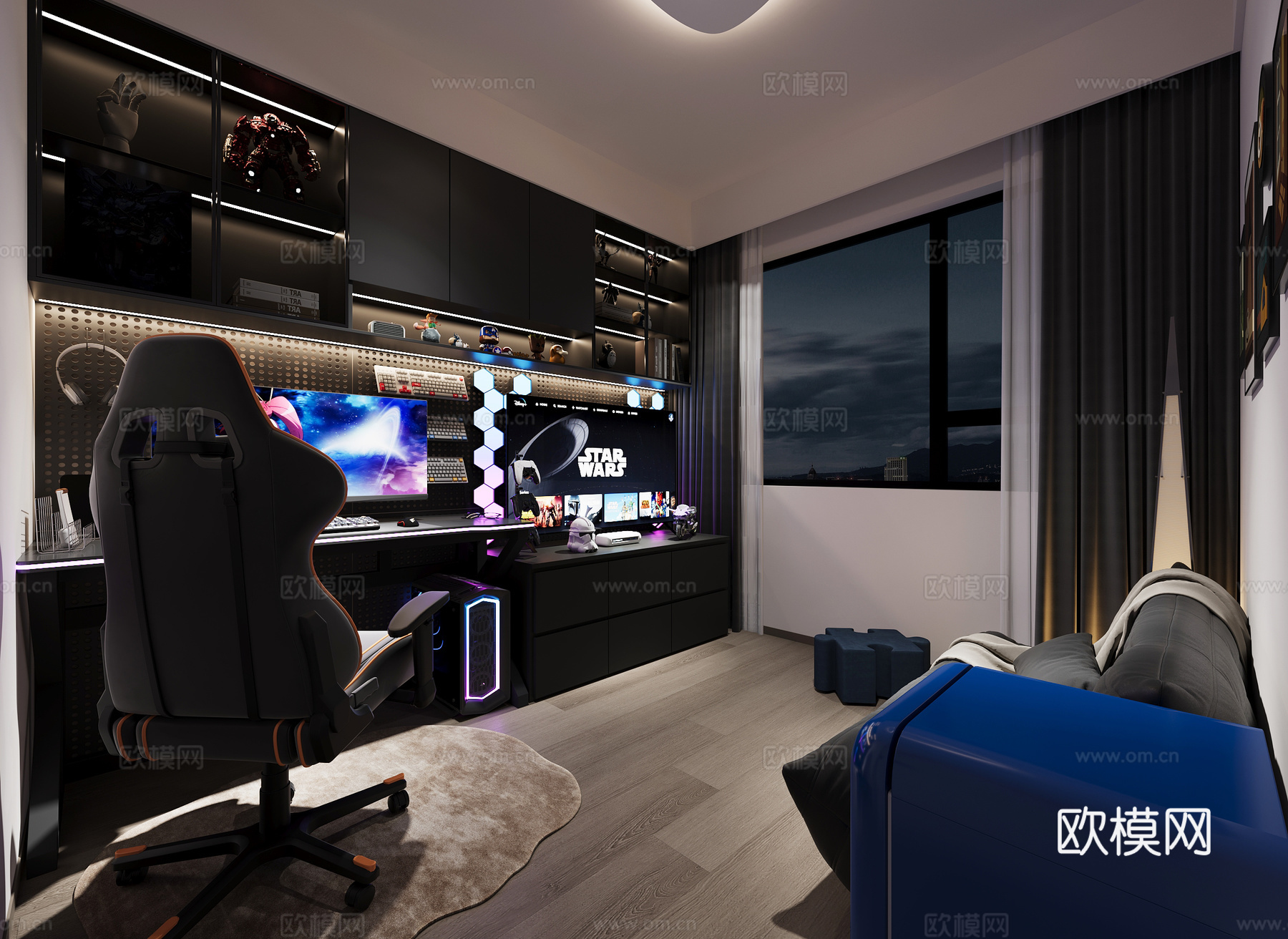 现代电竞房su模型