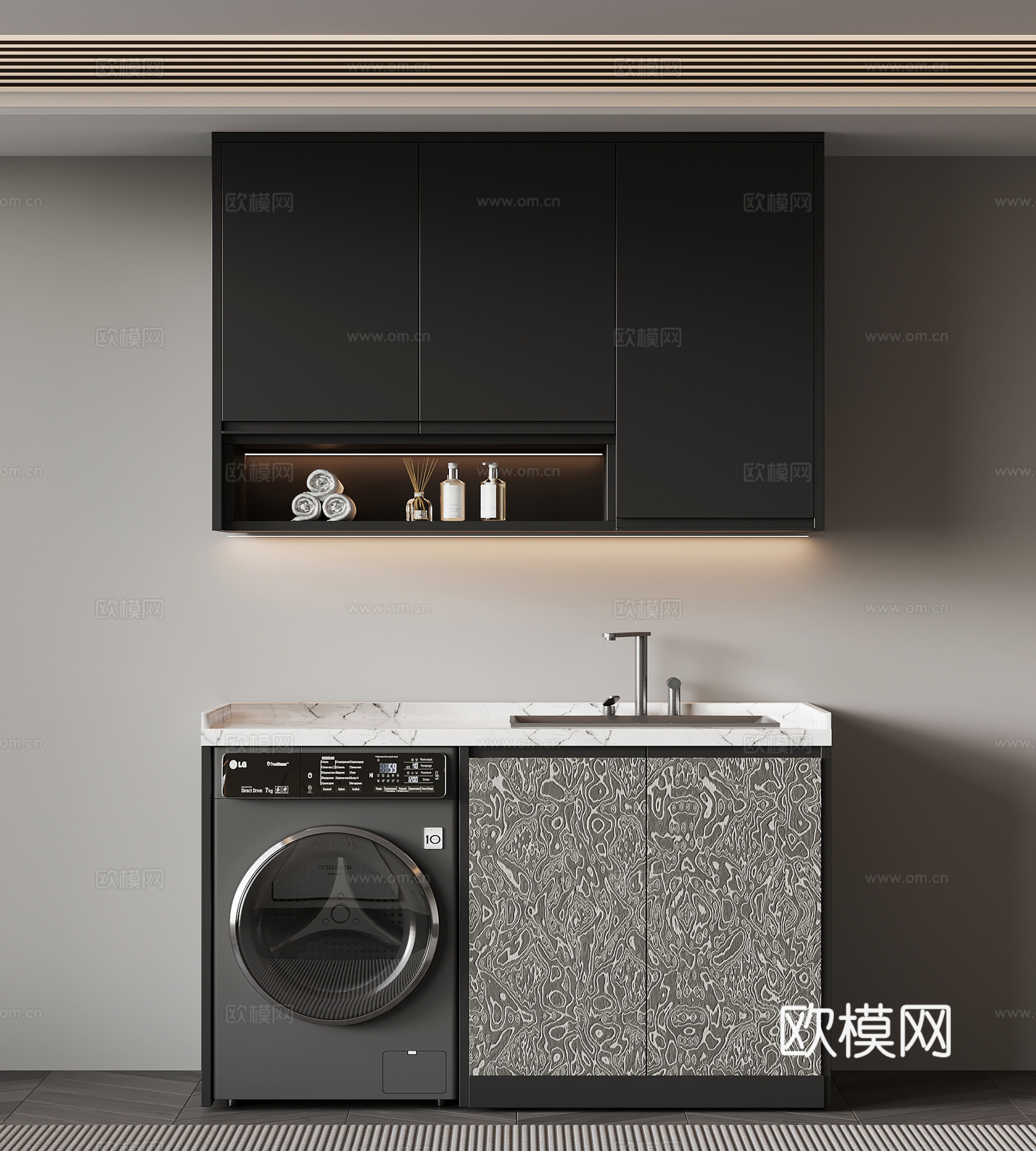 现代意式洗衣机柜su模型