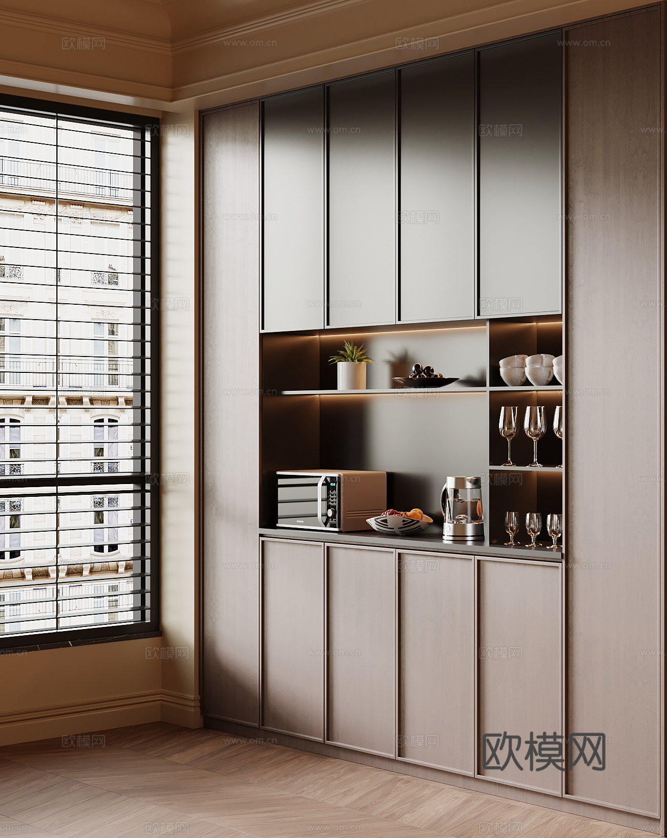 中古风餐边柜 橱柜_su模型