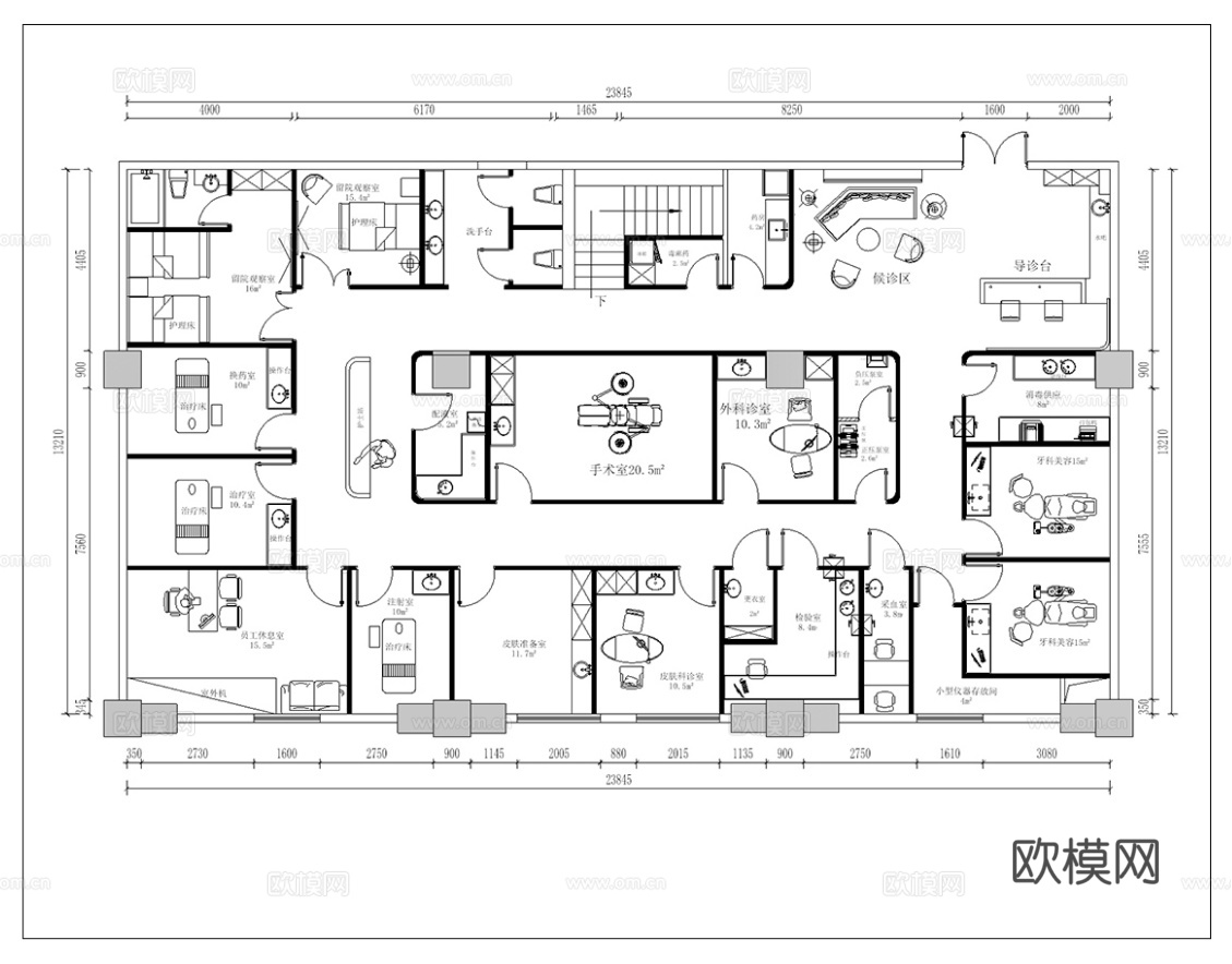 600平美容诊所 最新平面施工图合集cad施工图