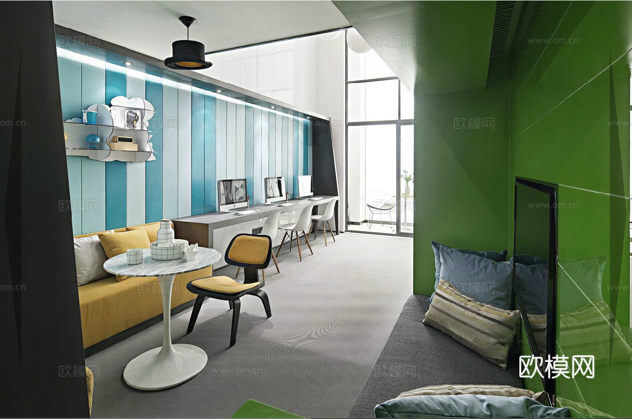 办公室 工作室 最新全套施工图 效果图合集cad施工图