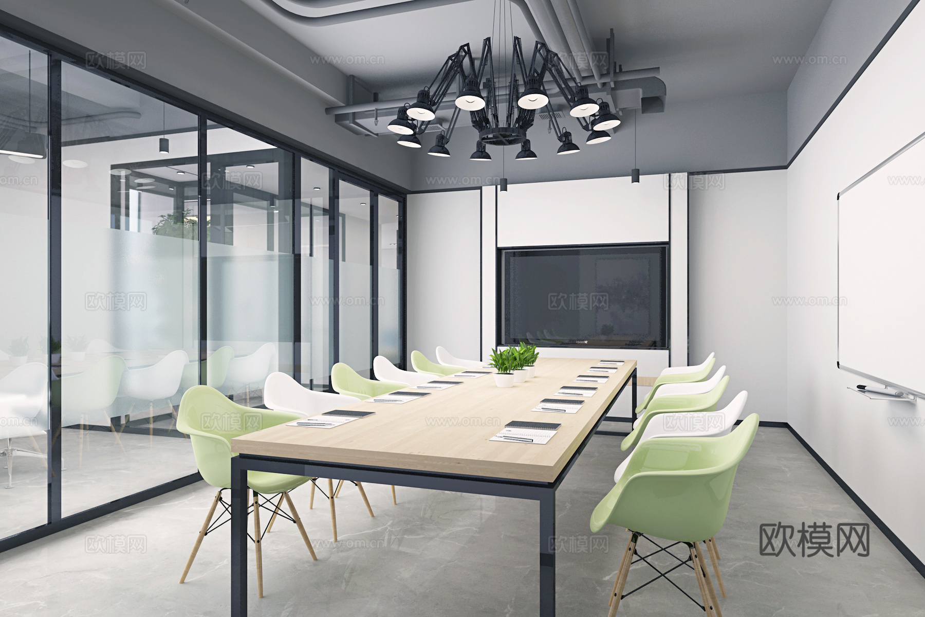 办公室 最新全套施工图 效果图合集cad施工图