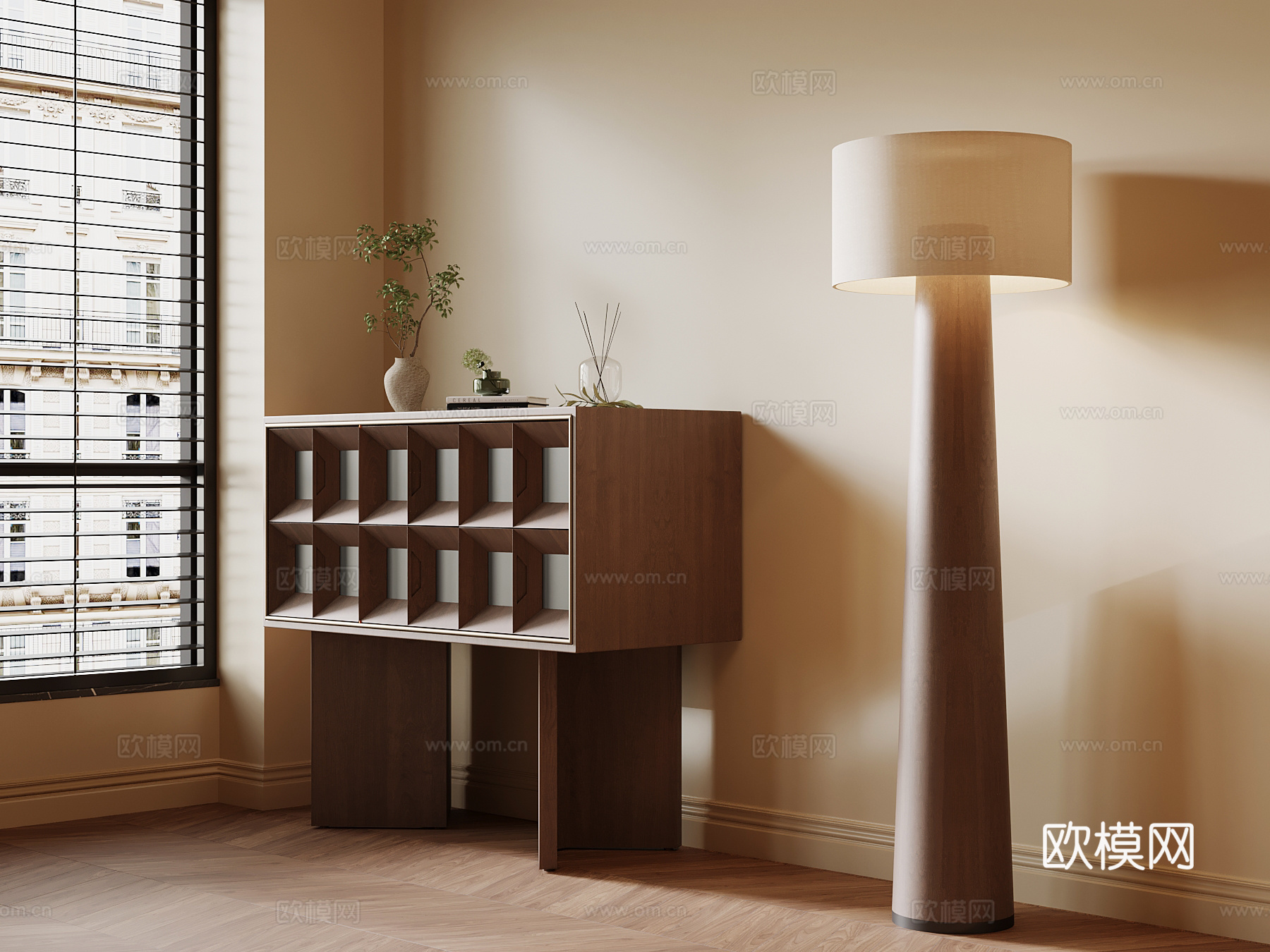 中古风玄关柜 边柜su模型