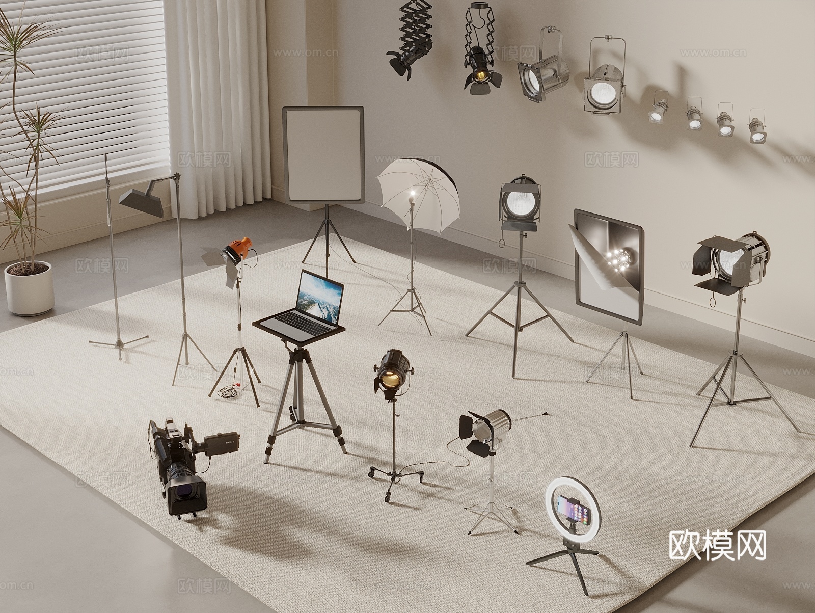 摄影器材 摄影道具 摄影机 照相机 补光机 照相馆 直播间3d模型下载