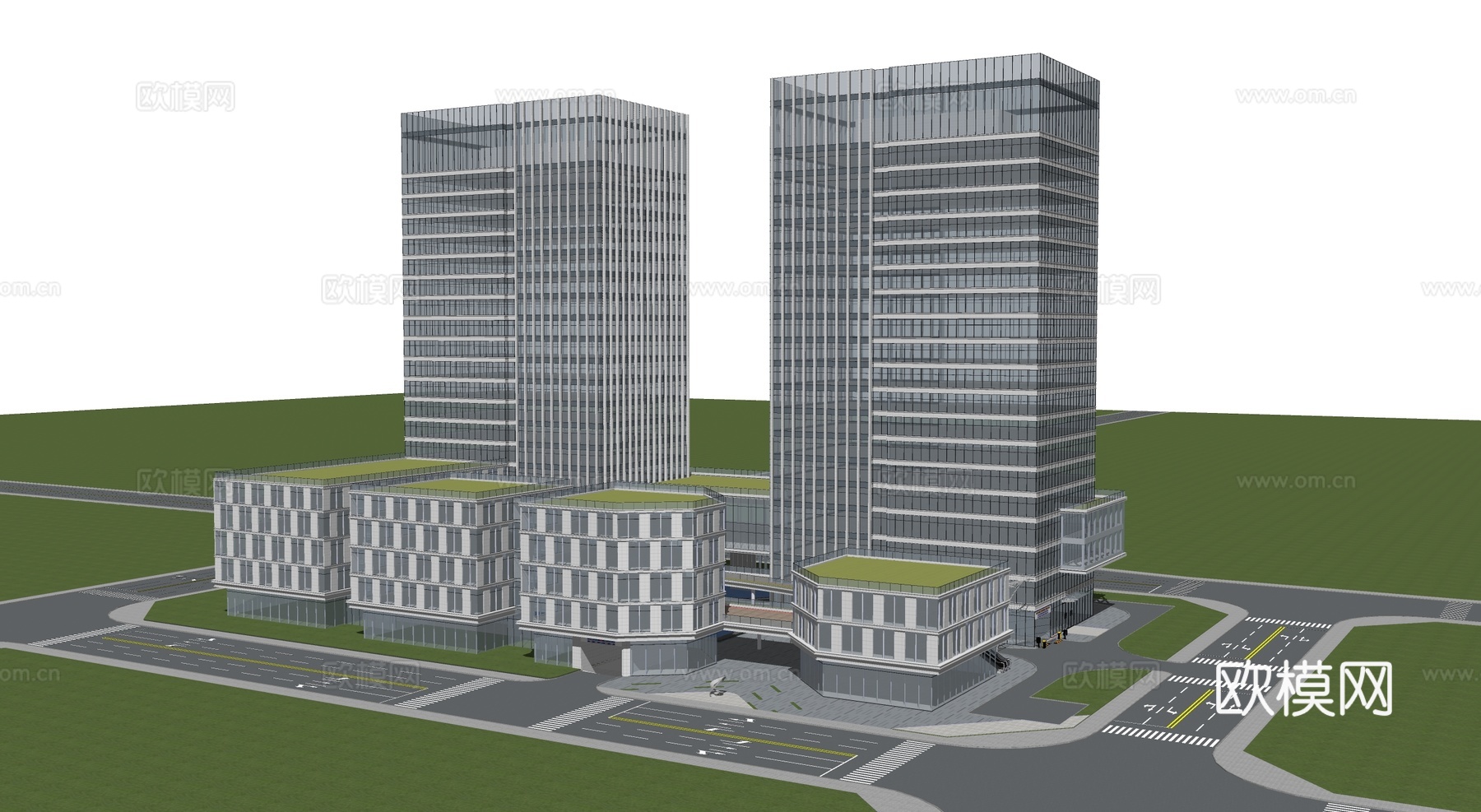 现代高层办公楼 写字楼建筑 商业综合体su模型