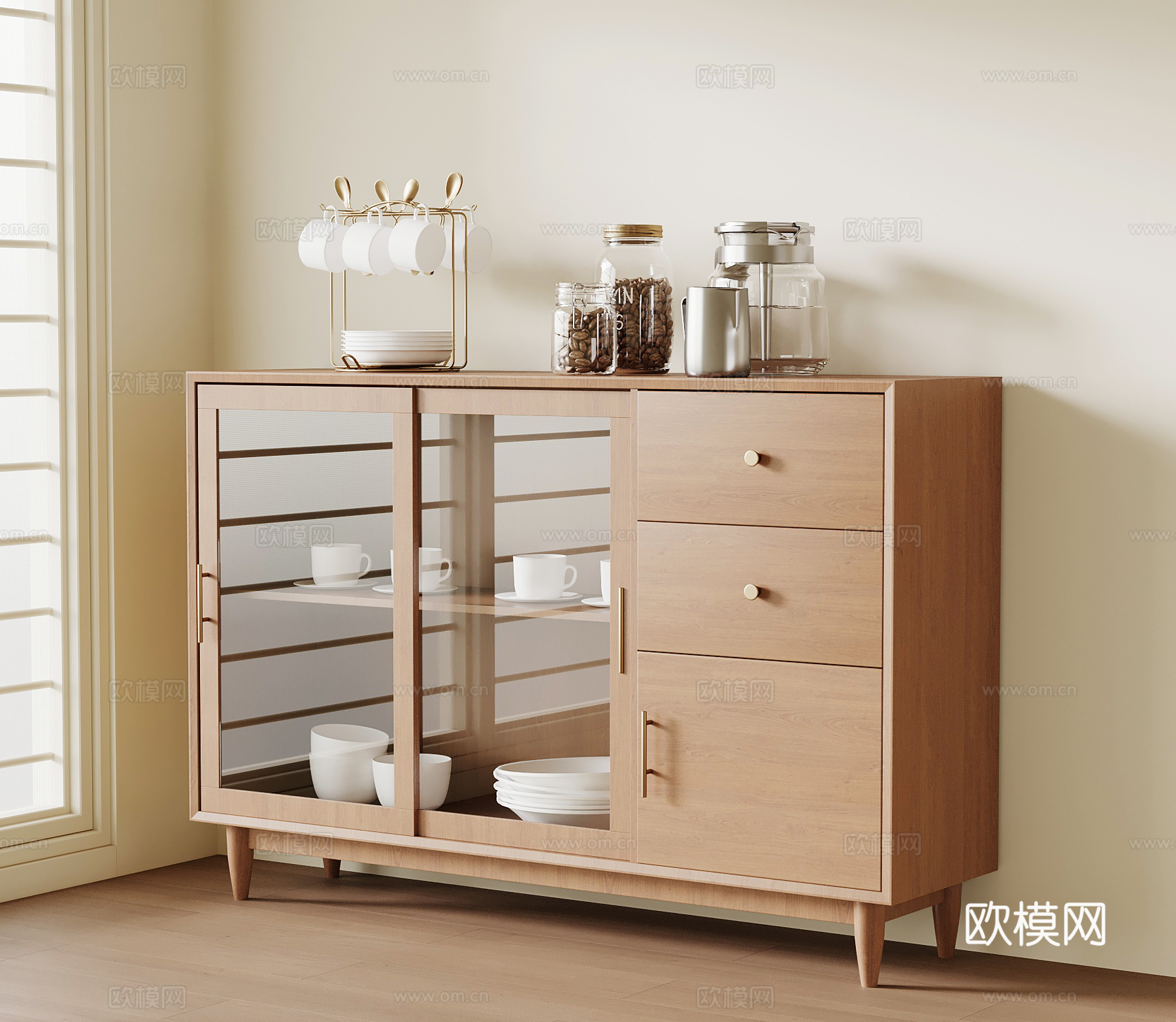 中古备餐柜 餐边柜su模型