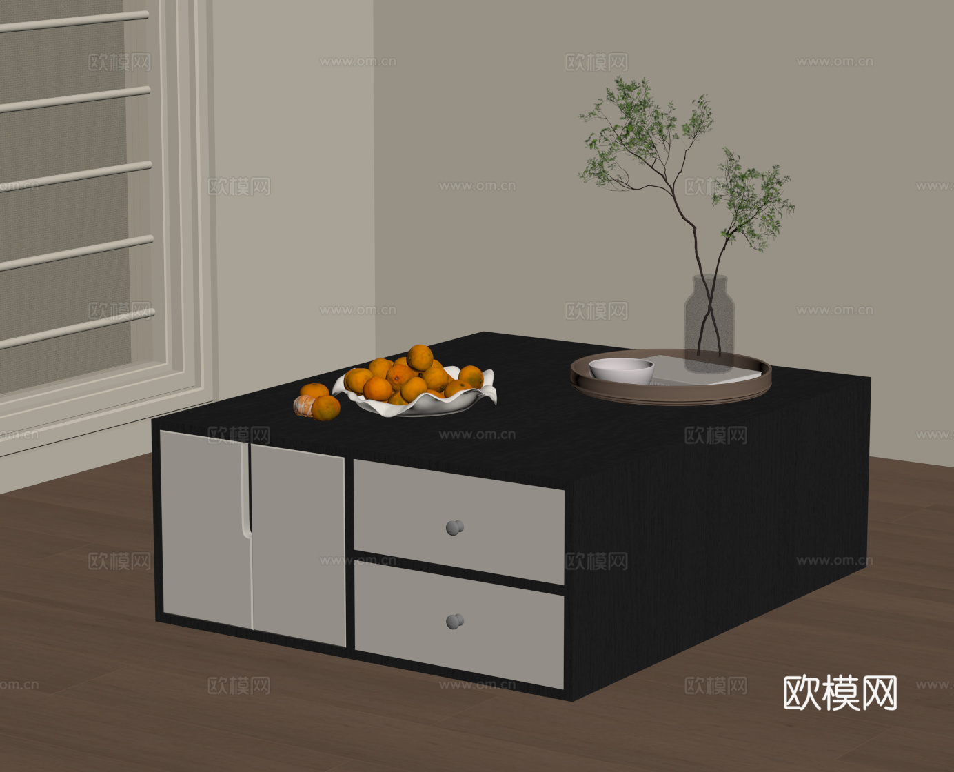 现代茶几 方形茶几su模型