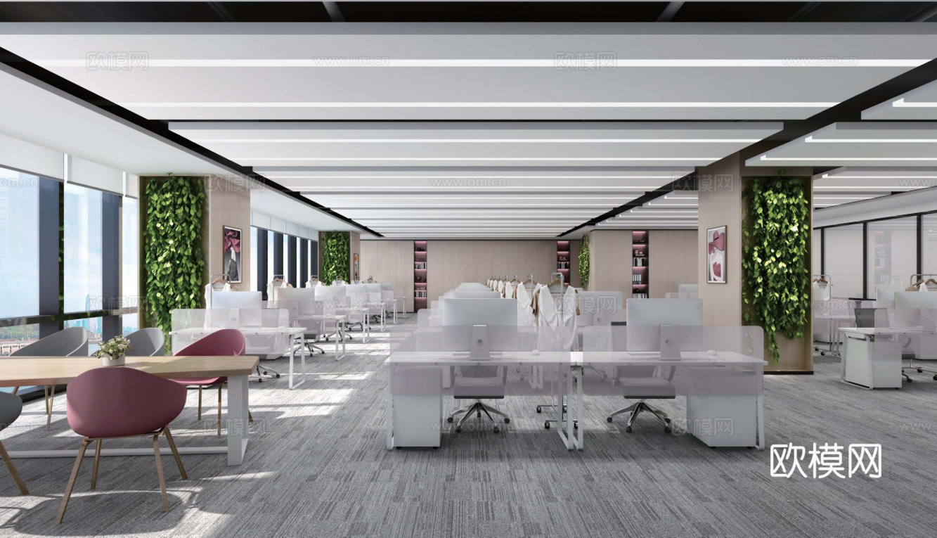 1500平办公室 最新全套施工图 效果图合集cad施工图