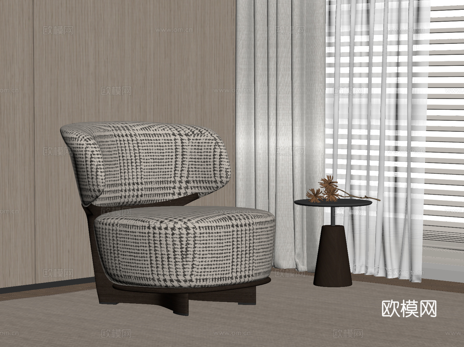 中古风休闲椅 沙发椅su模型