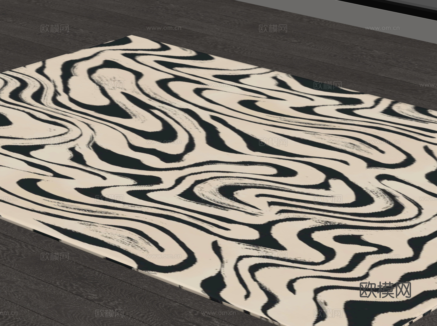 现代中古地毯 方形地毯su模型