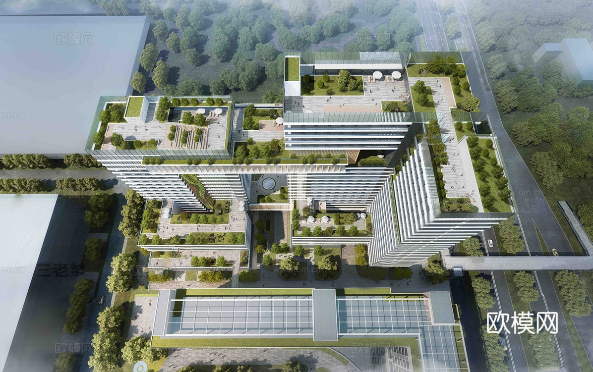 现代高层办公楼 写字楼建筑 商业综合体su模型