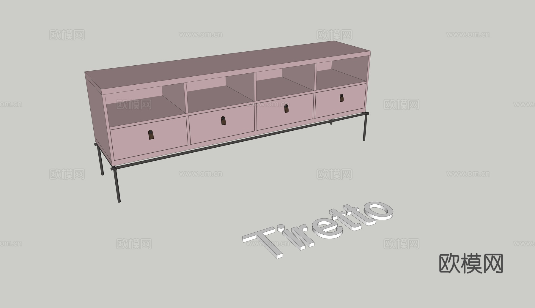 Tiretto 边柜 粉色 餐边柜 矮柜su模型