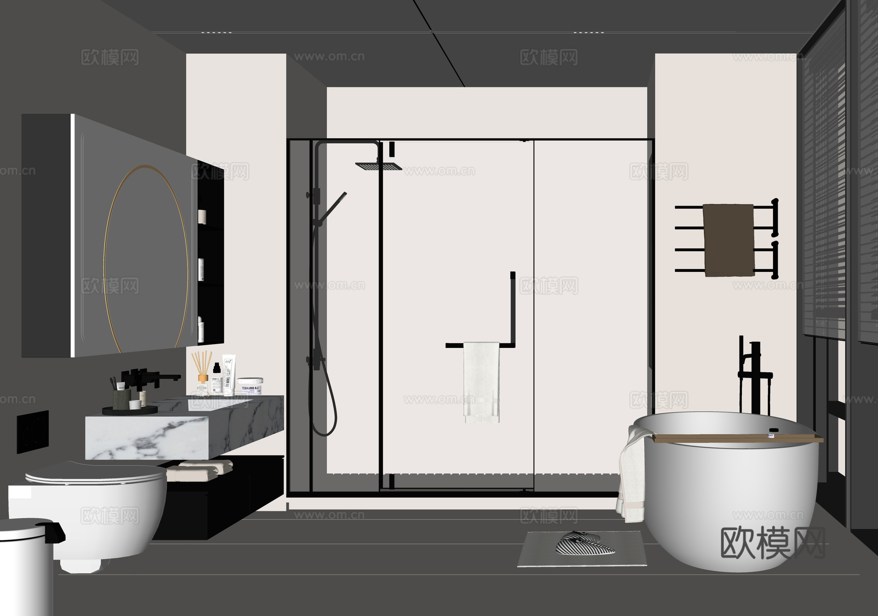 现代卫生间 洗手台 别墅卫生间su模型