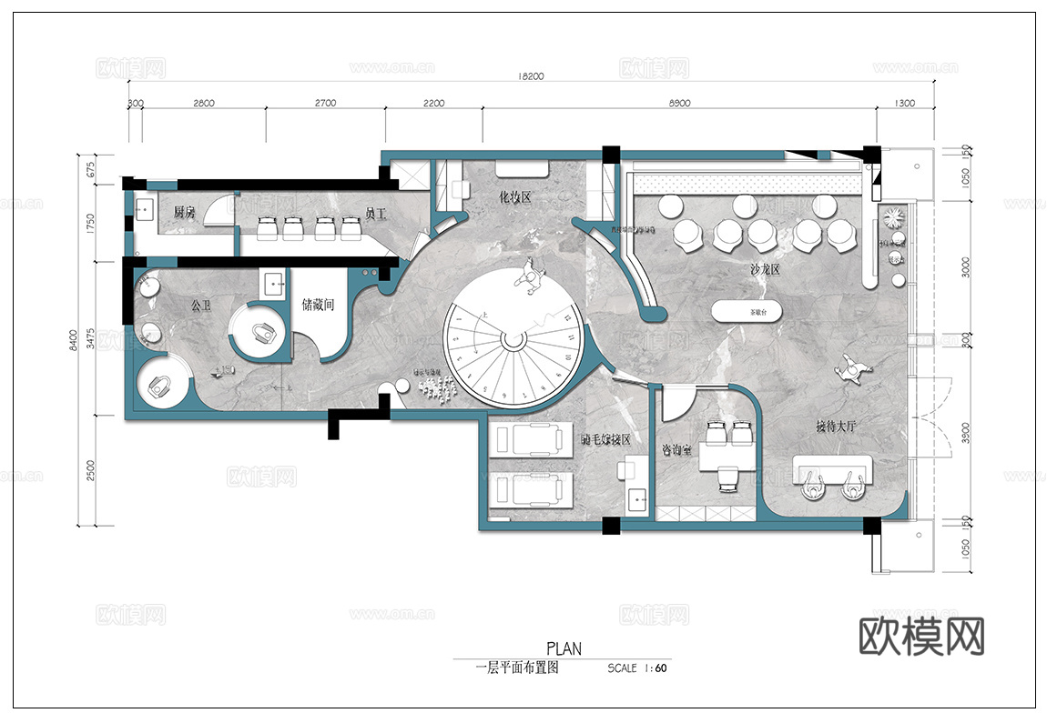 美容会所 最新平面施工图合集cad施工图