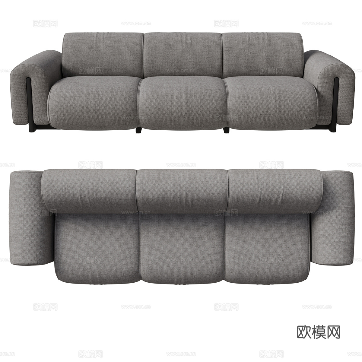 三人沙发3d模型下载