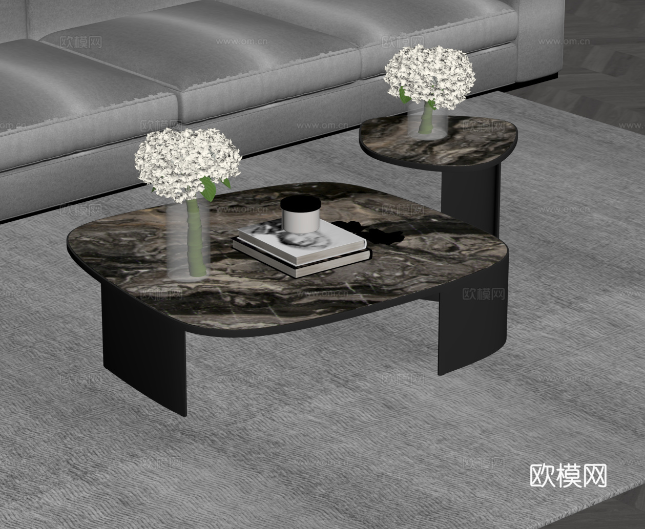 现代意式茶几 子母茶几su模型