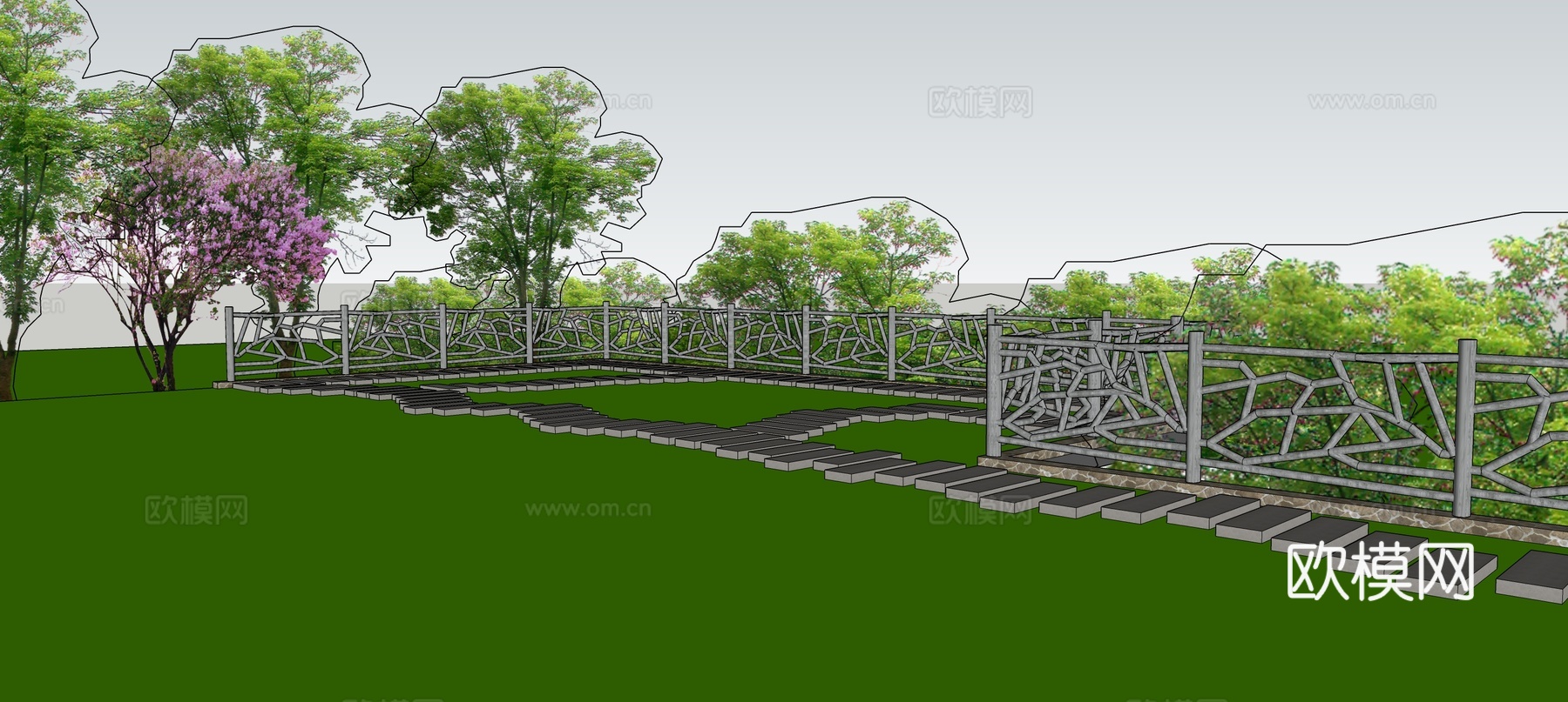 观景台汀步su模型