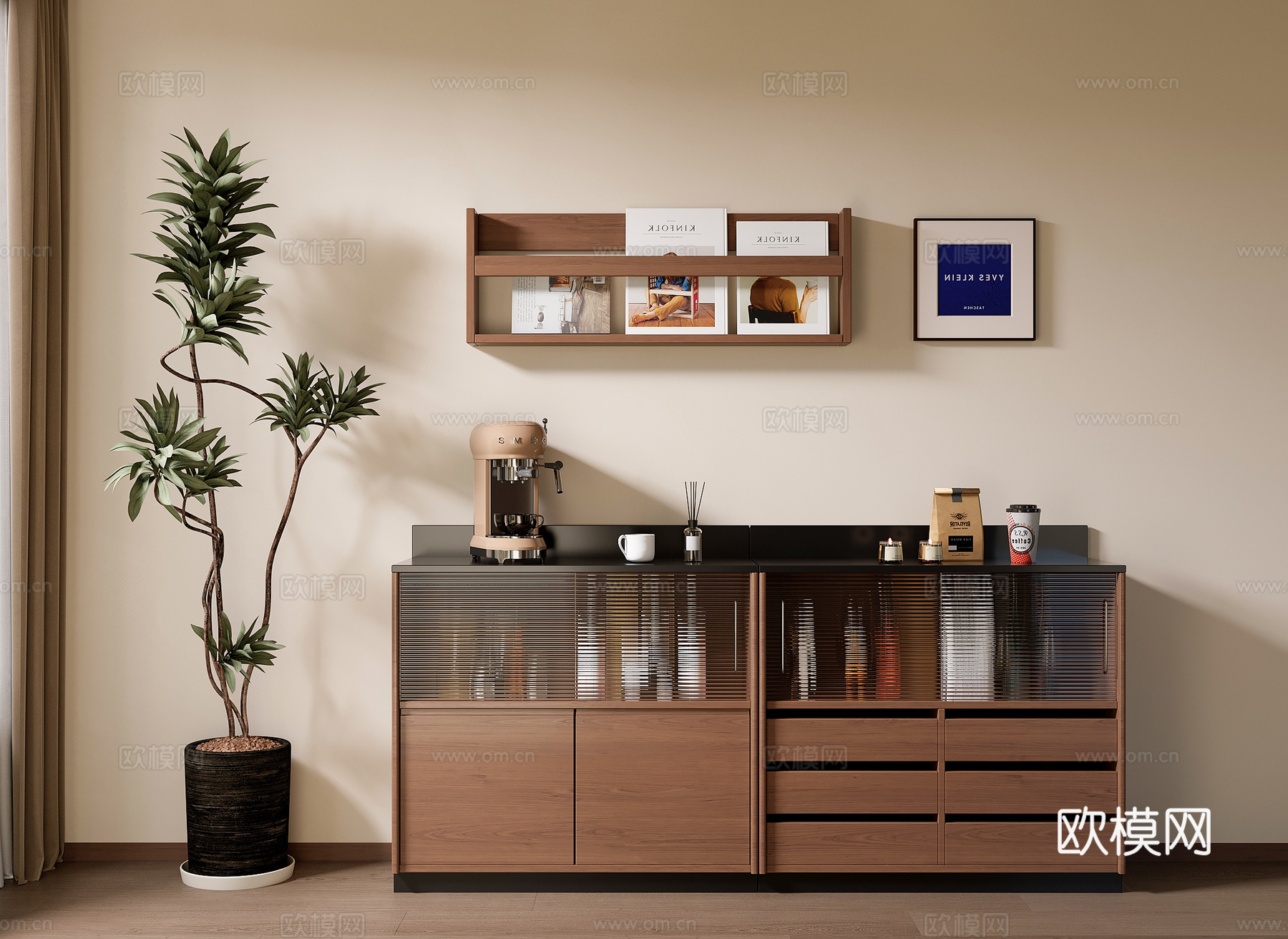 中古风餐边柜su模型