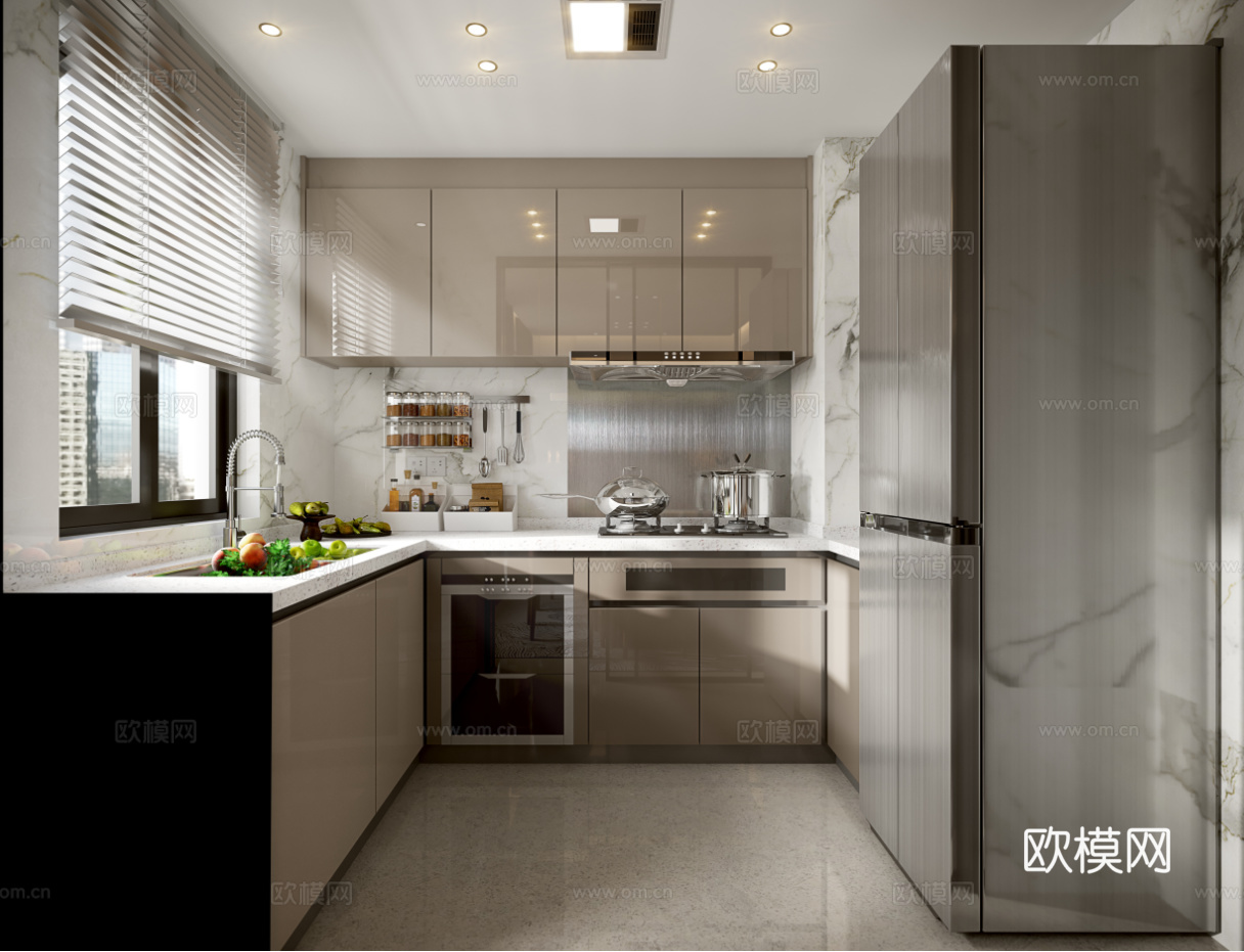 厨房平立面图  现代厨房 厨房布局节点 墙面节点cad施工图