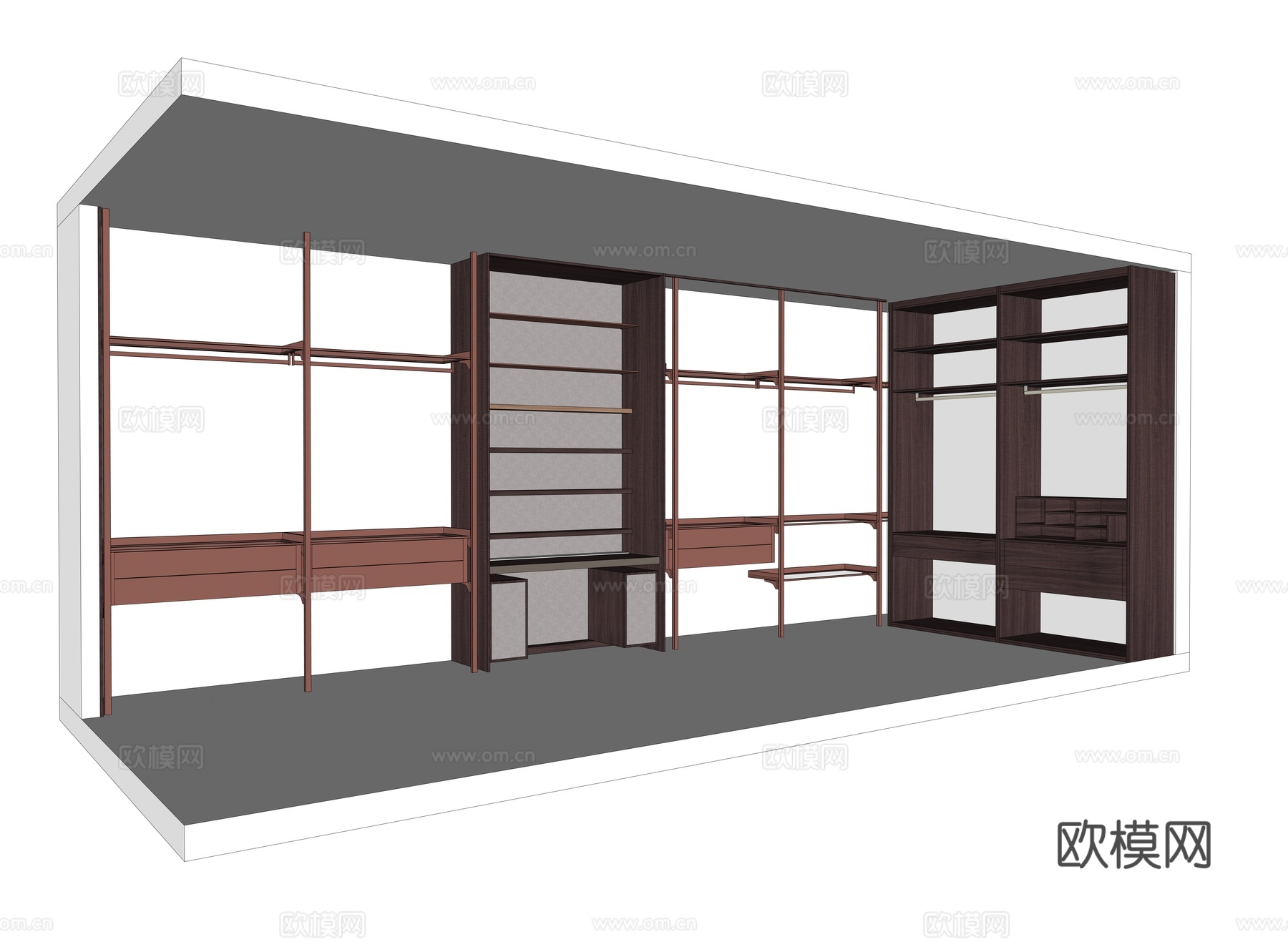 转角衣柜su模型