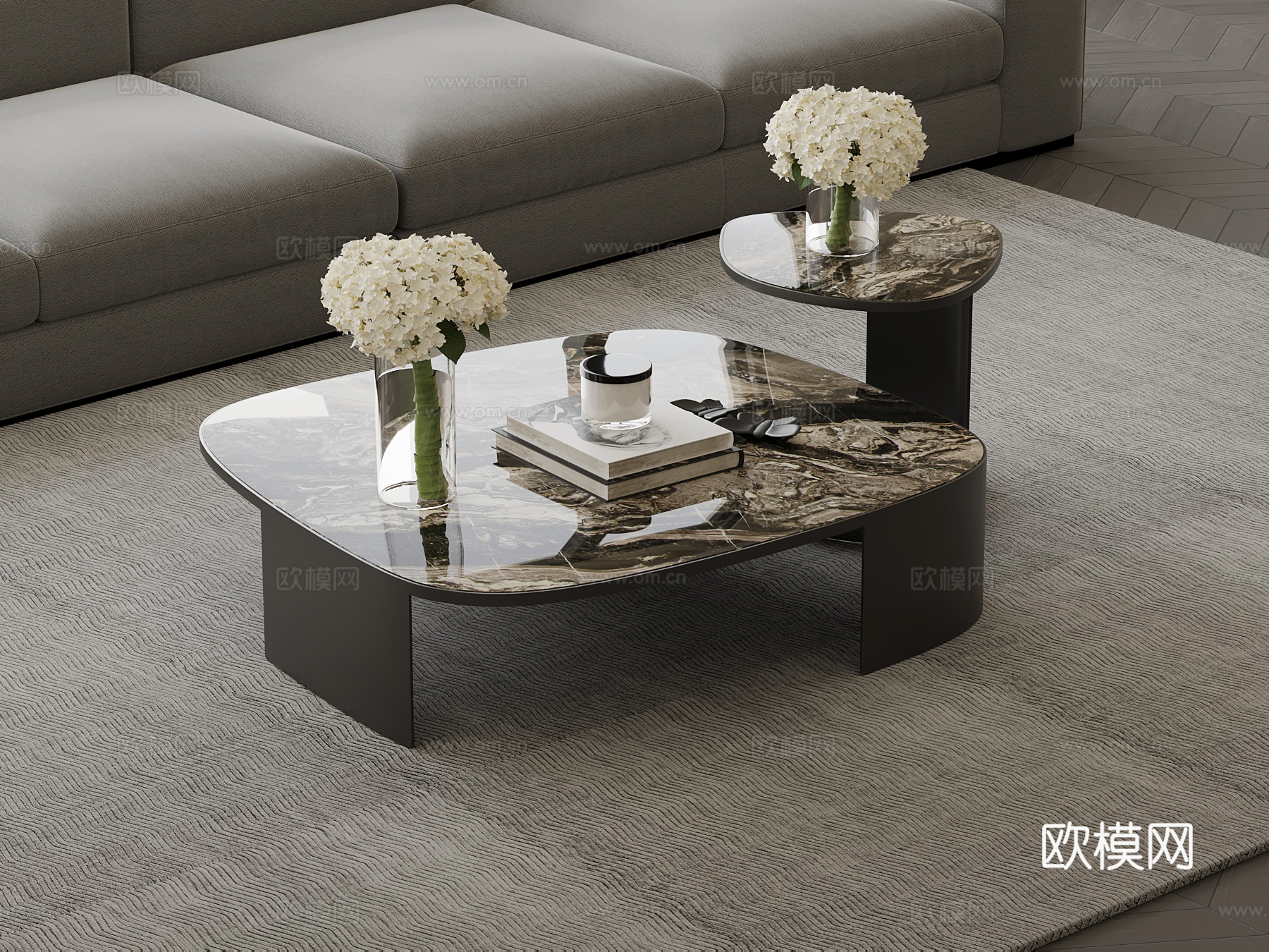 现代意式茶几 子母茶几su模型