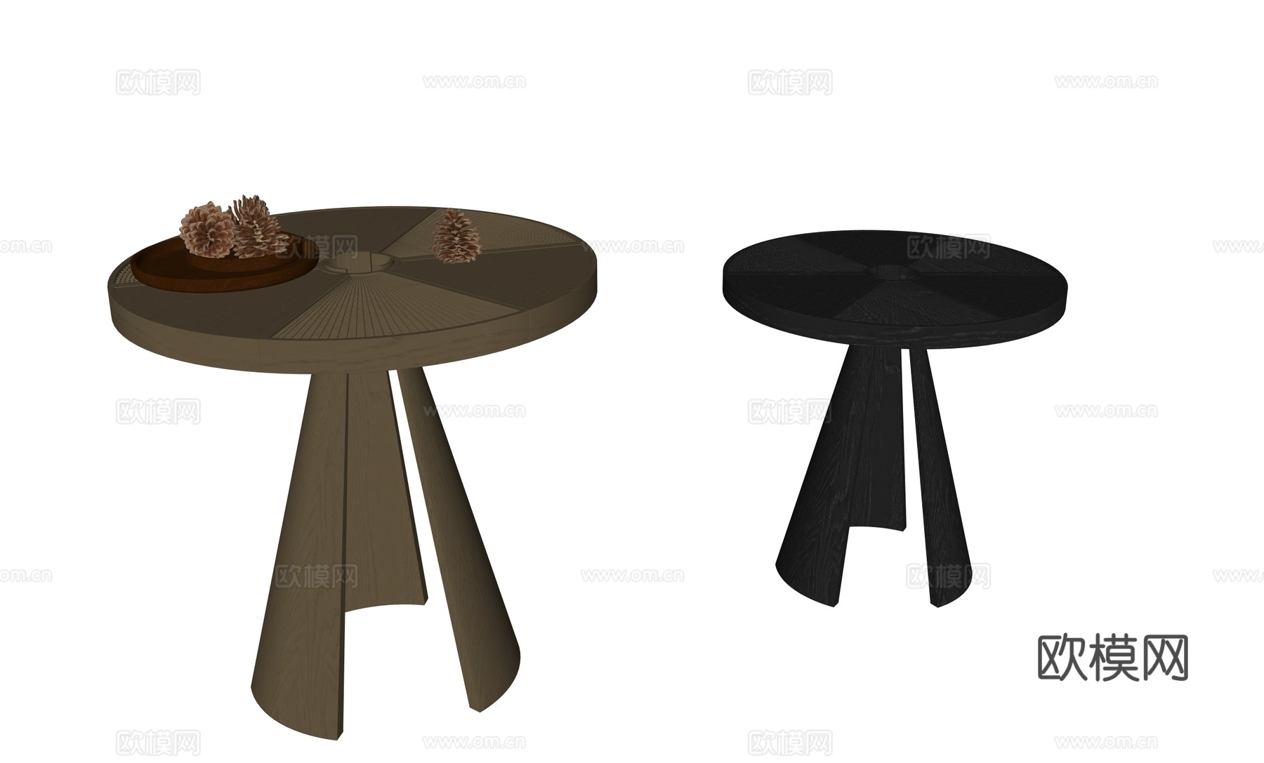 原木中古角几边几圆几su模型