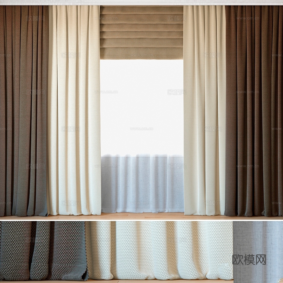 窗帘28 蕾丝罗希诺姆窗帘3d模型下载