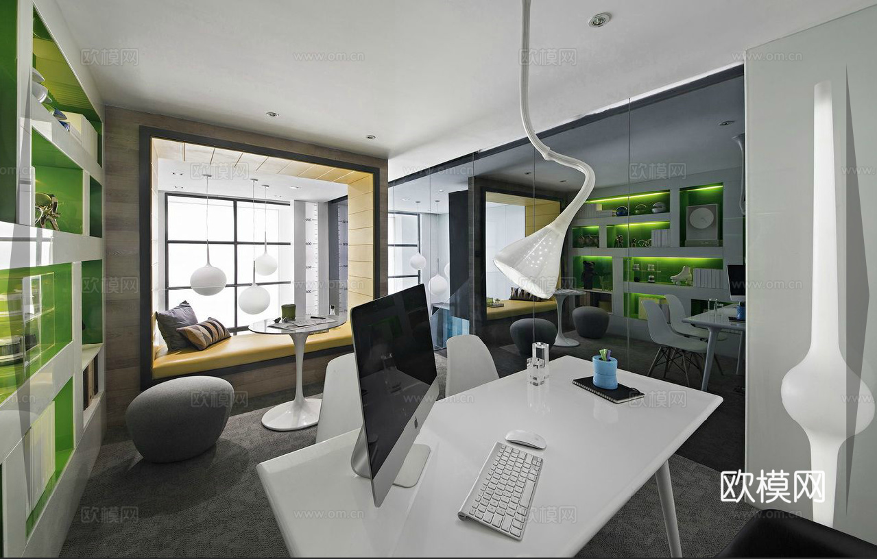 办公室 工作室 最新全套施工图 效果图合集cad施工图