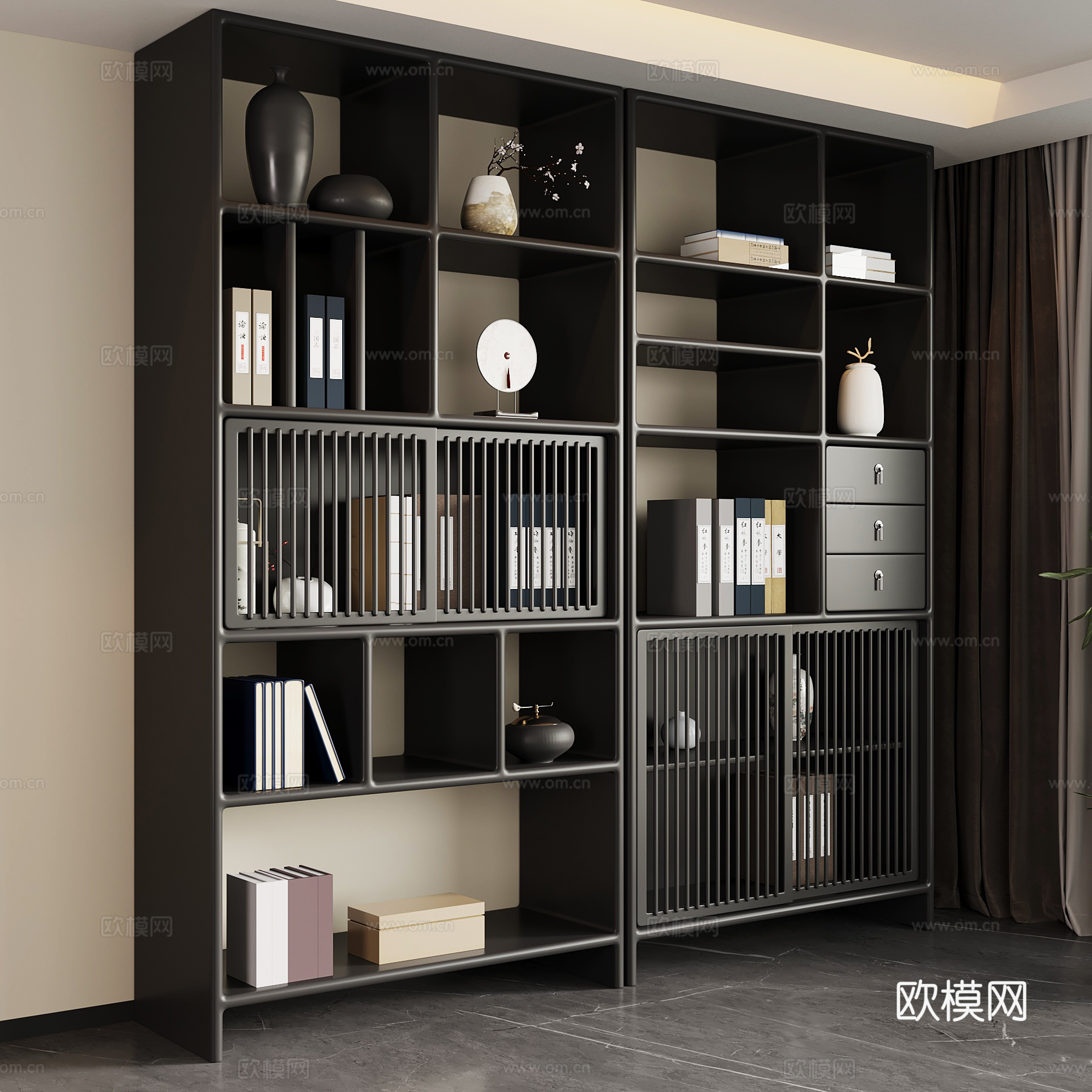 新中式博古架su模型