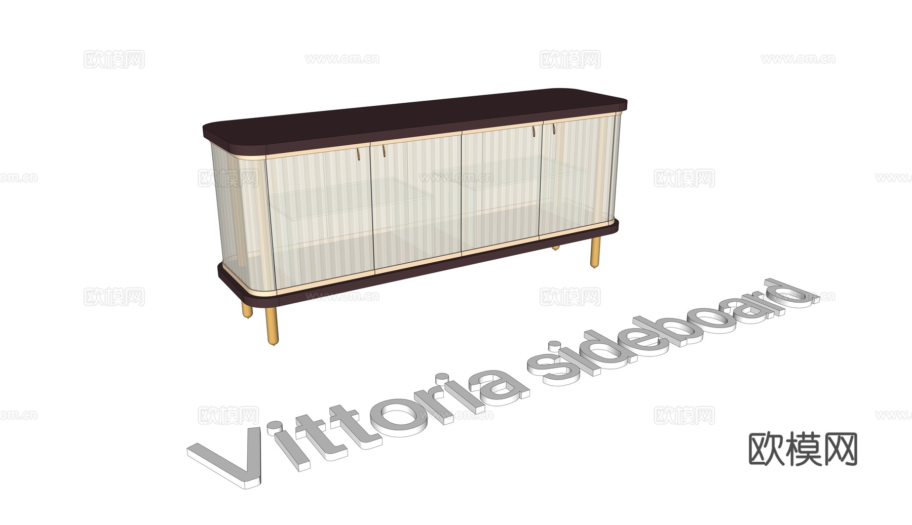 条纹边柜 餐边柜su模型