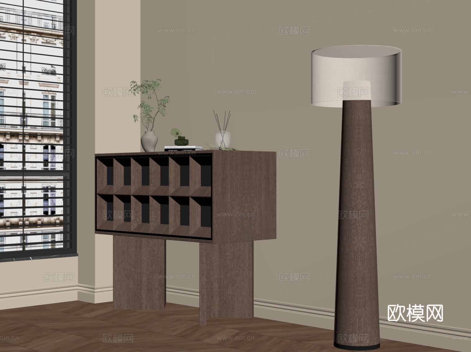 中古风玄关柜 边柜su模型